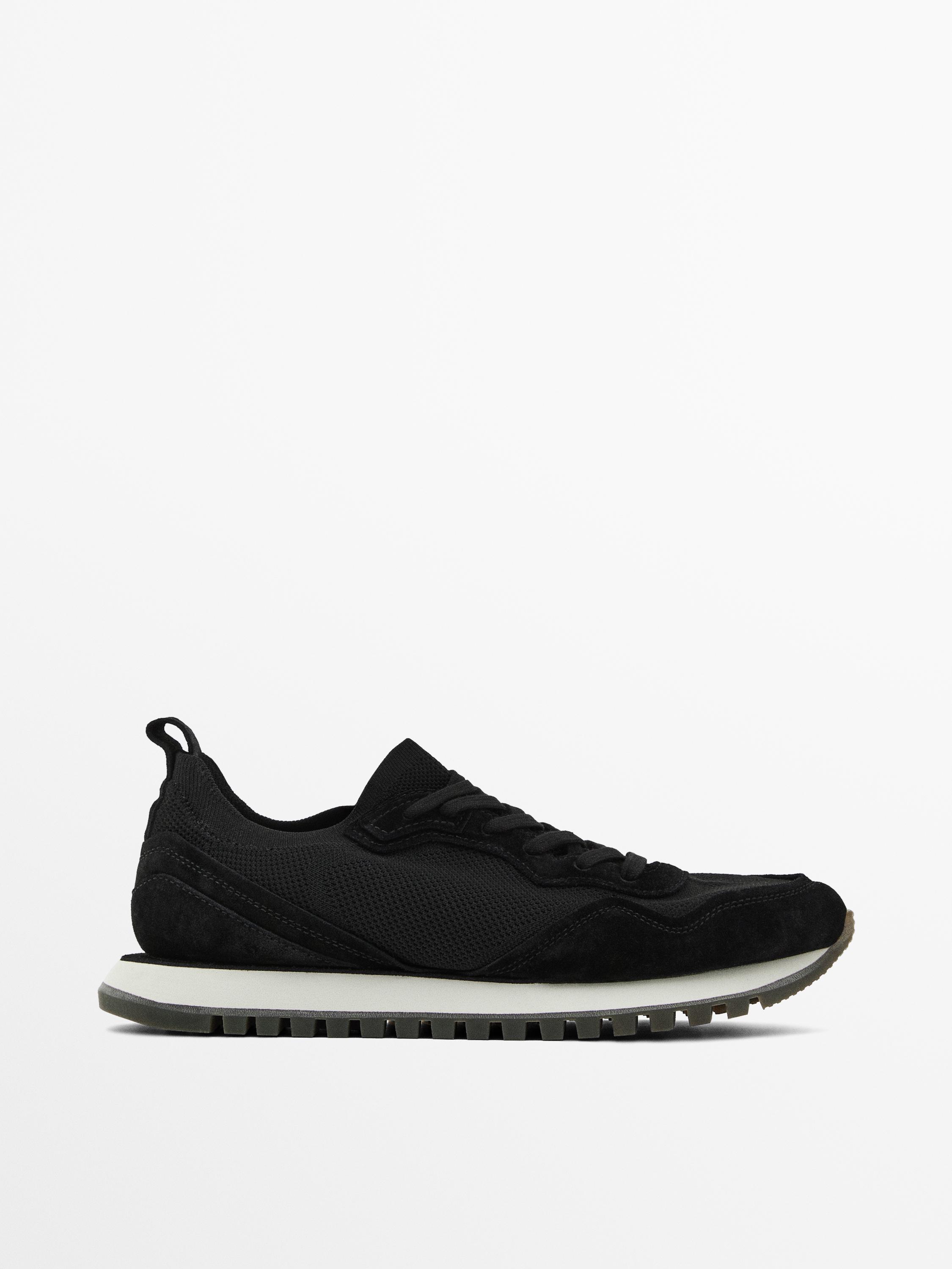 Split suede trainers