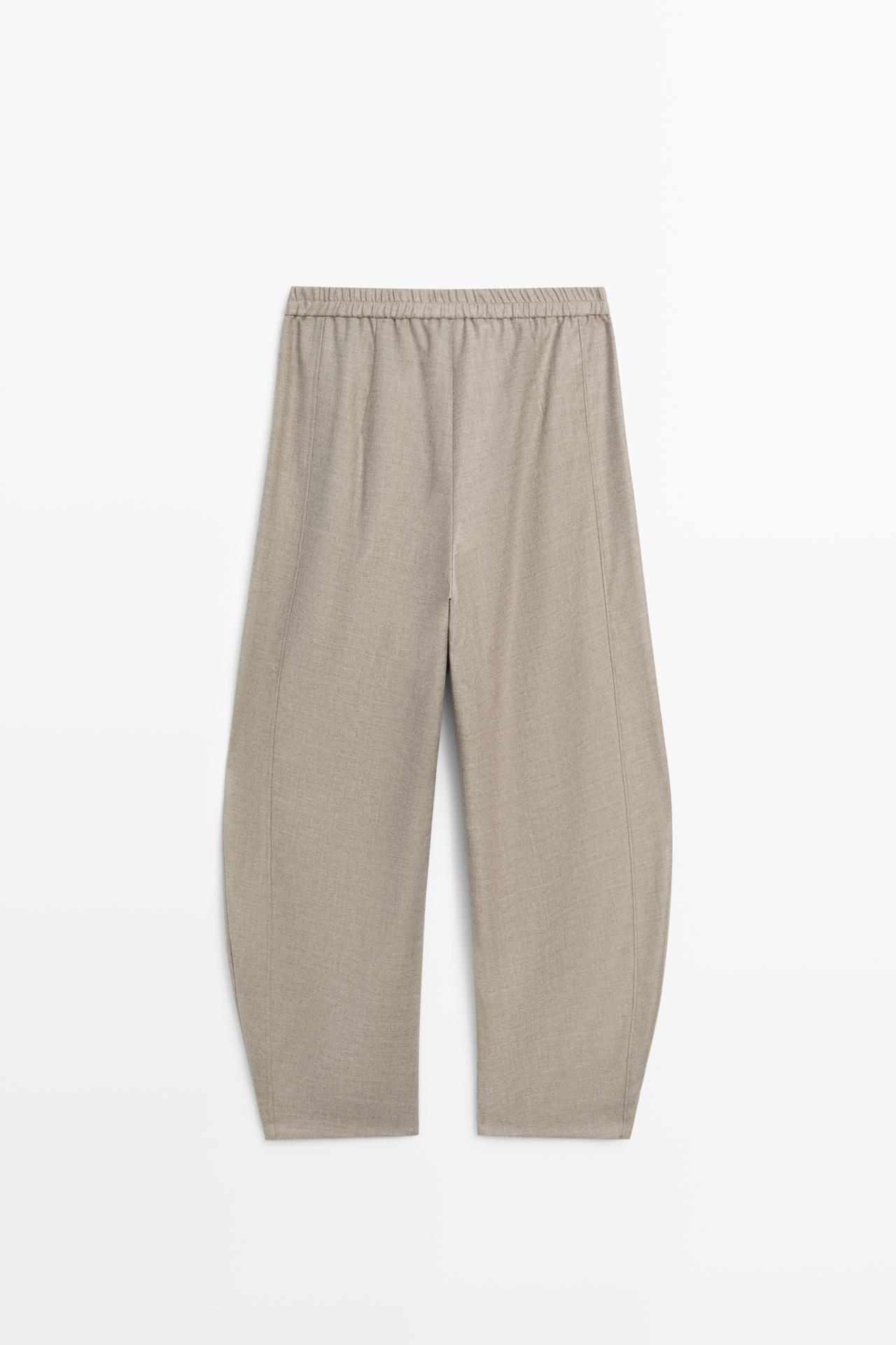 Flannel barrel fit pants — MOLE BROWN