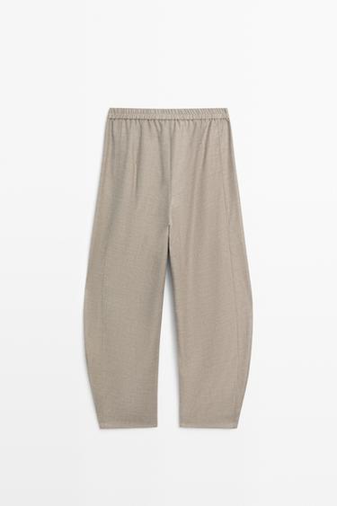 Flannel barrel fit pants — MOLE BROWN 6