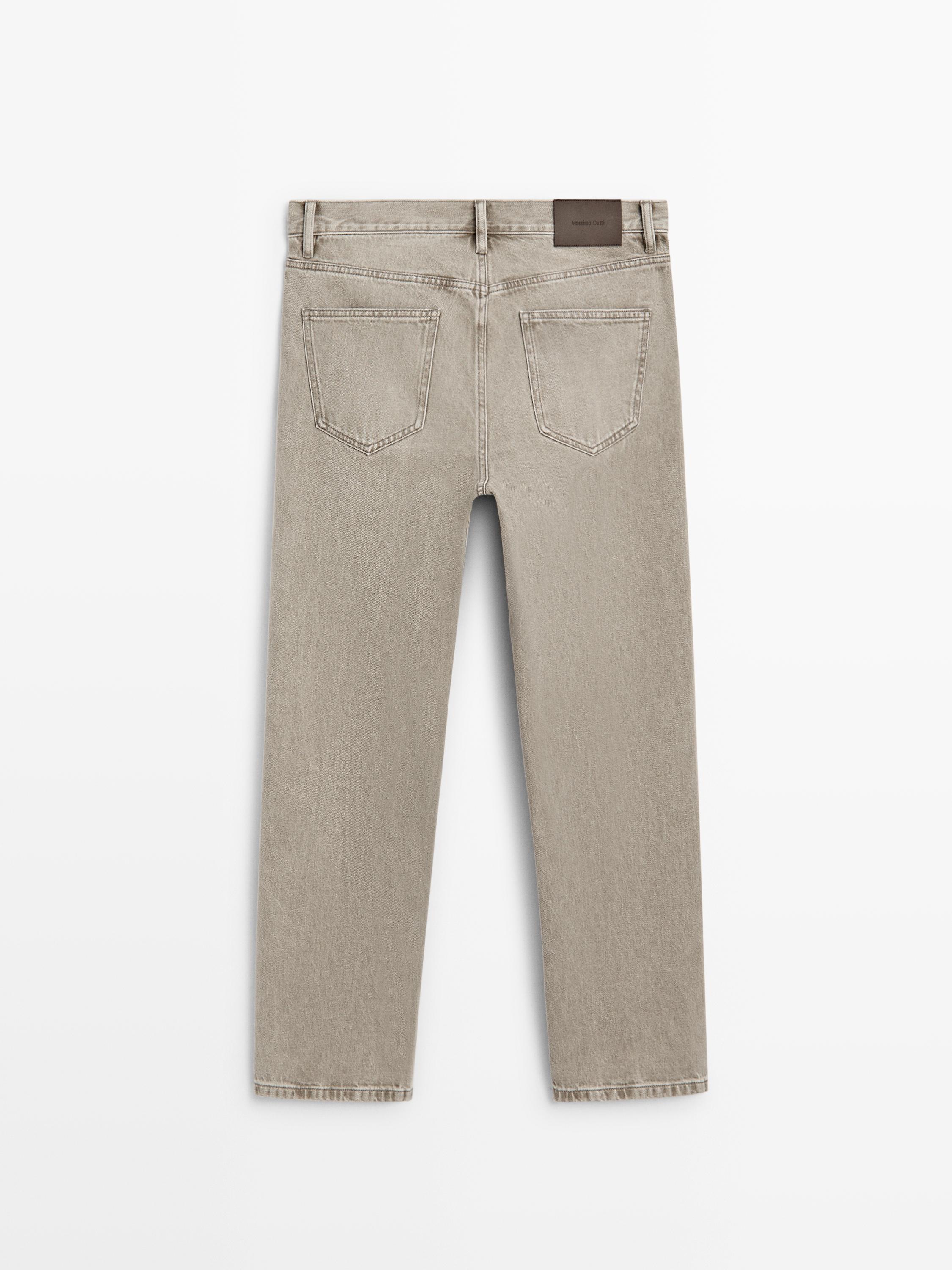 Straight-leg jeans — Greyish green