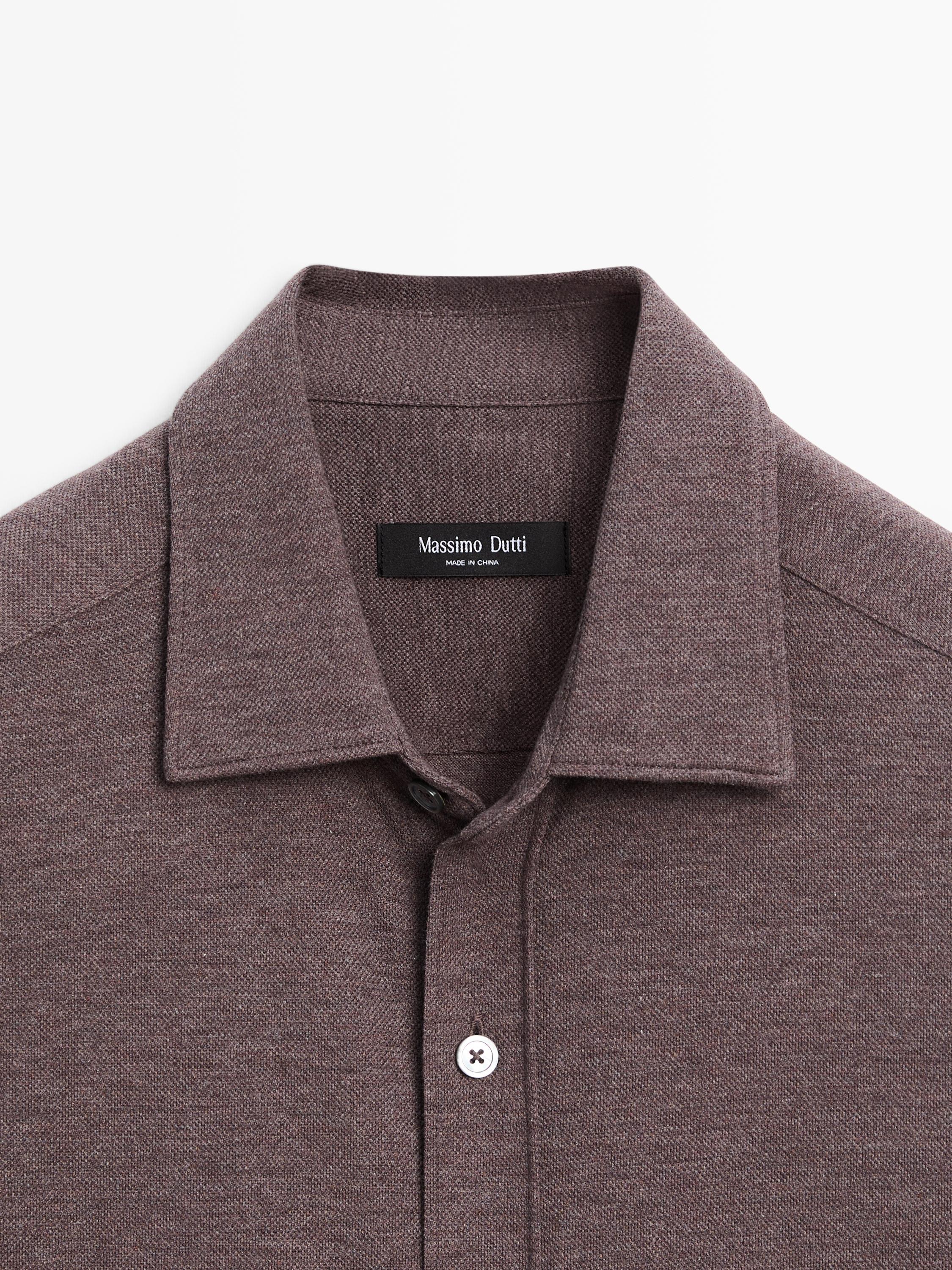 Regular fit melange shirt — BROWN