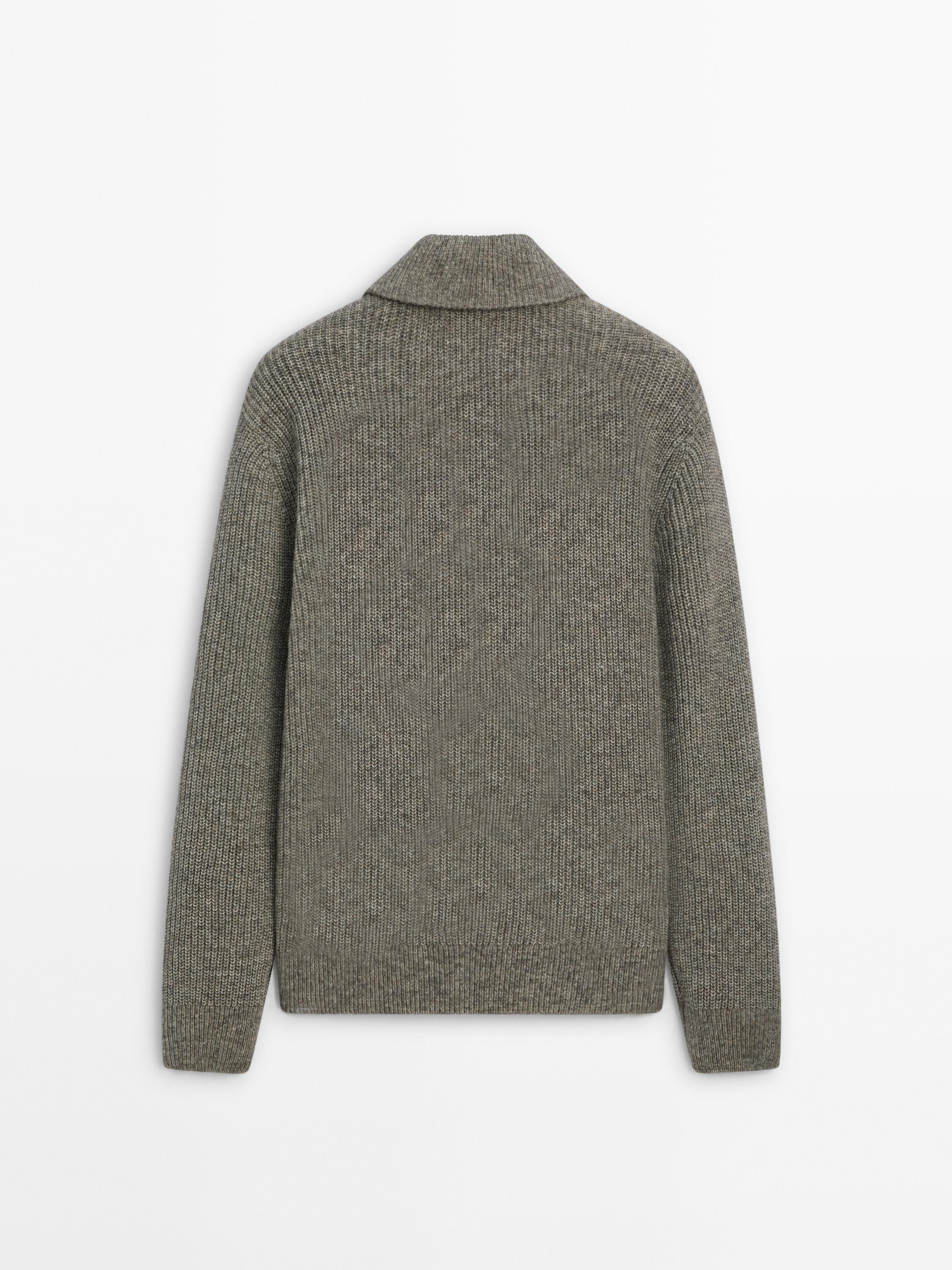 Cotton blend mock neck sweater