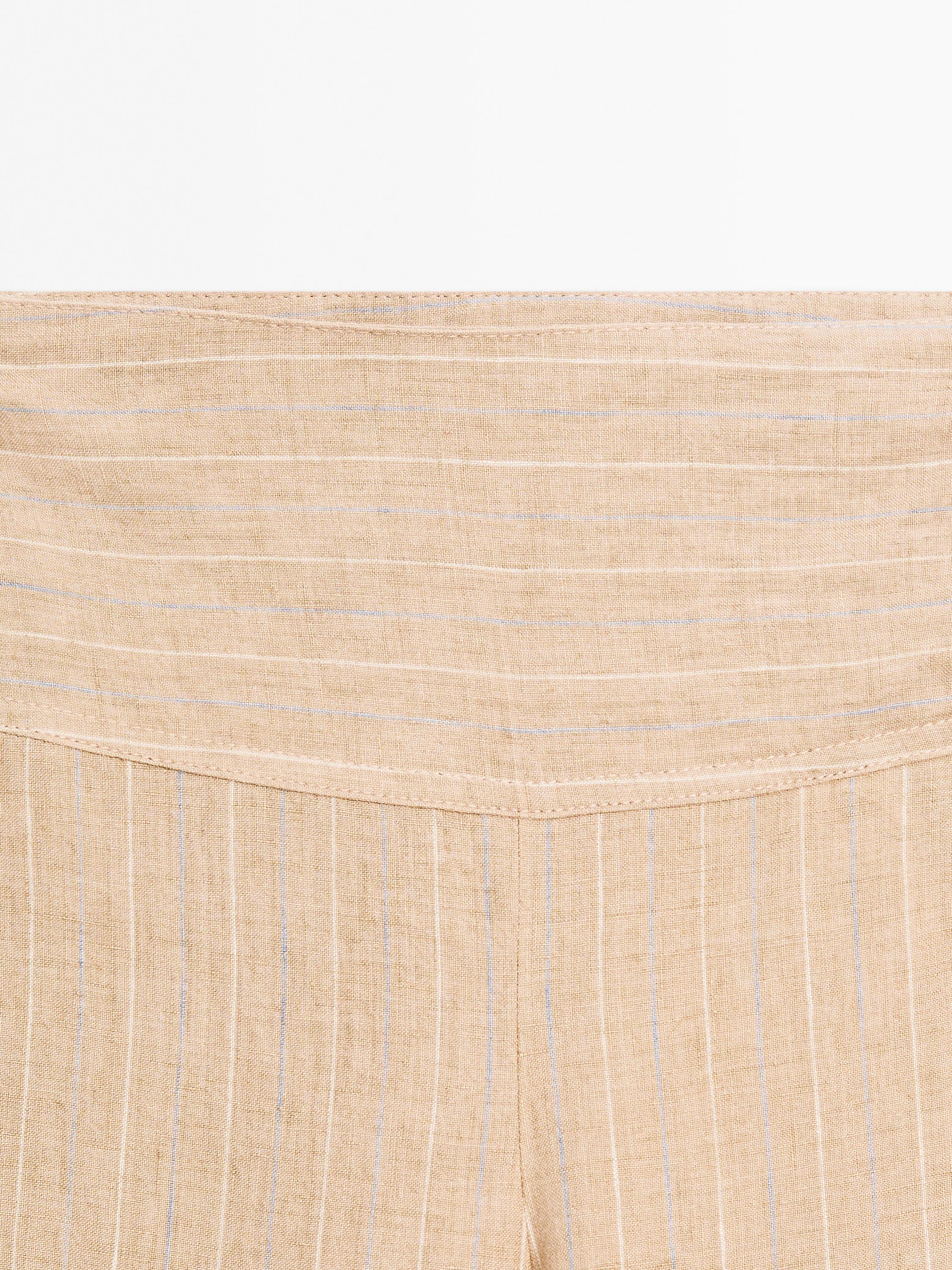 Pantalón wide leg tiro alto lino