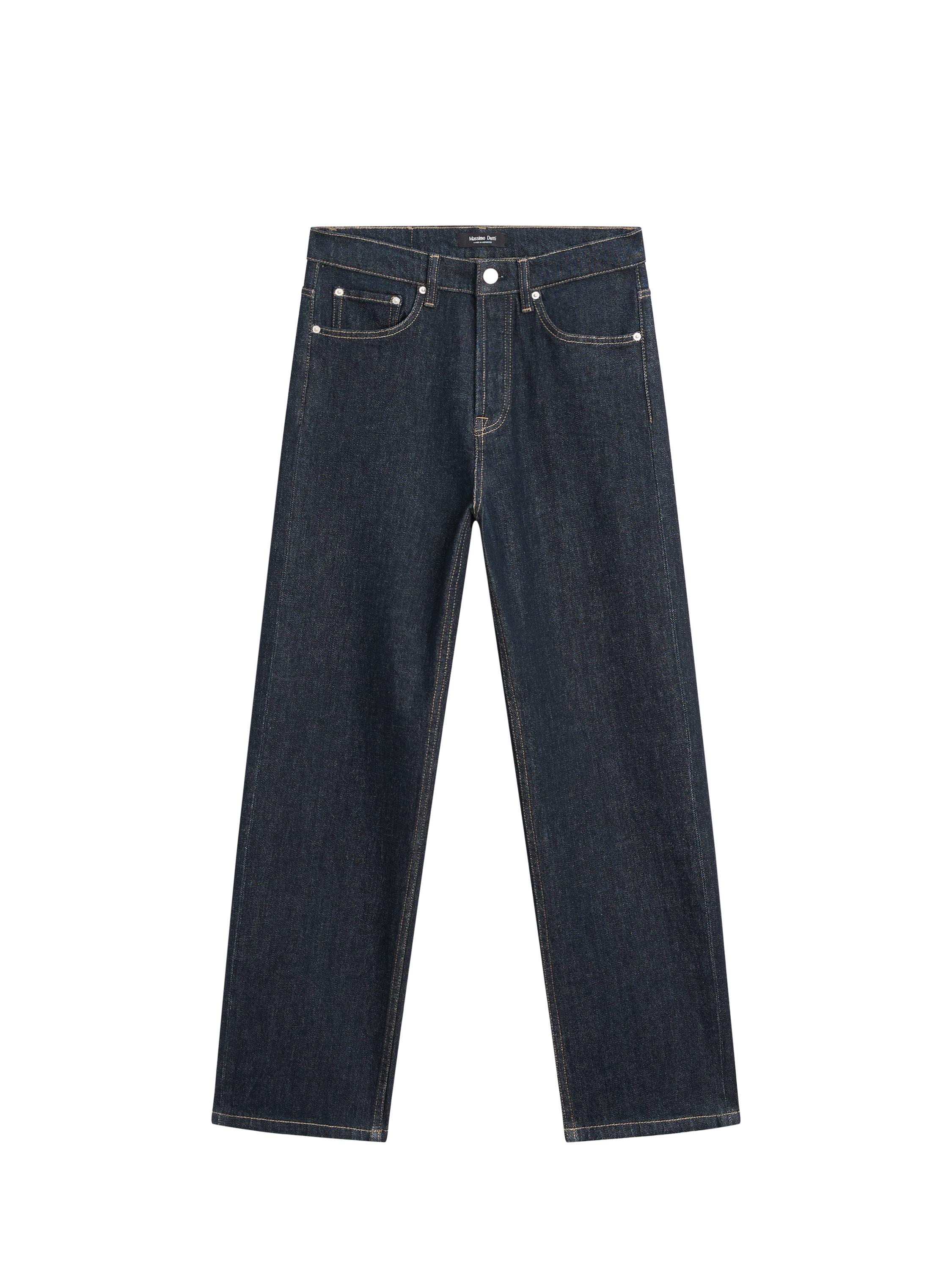 Straight-leg high-waist jeans · Dark Blue, Medium Blue