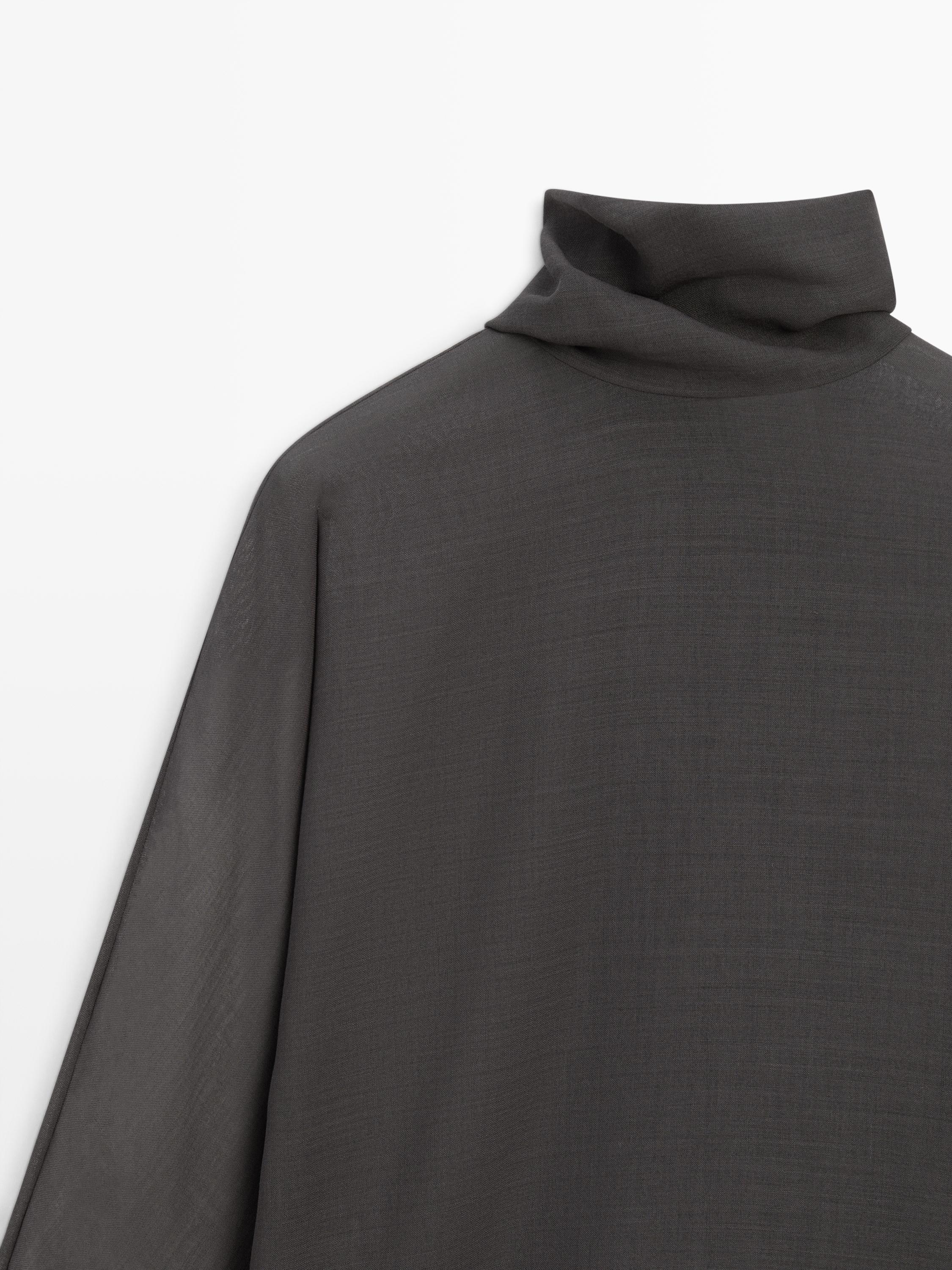 Flowing blouse with tie detail - STUDIO — GREY