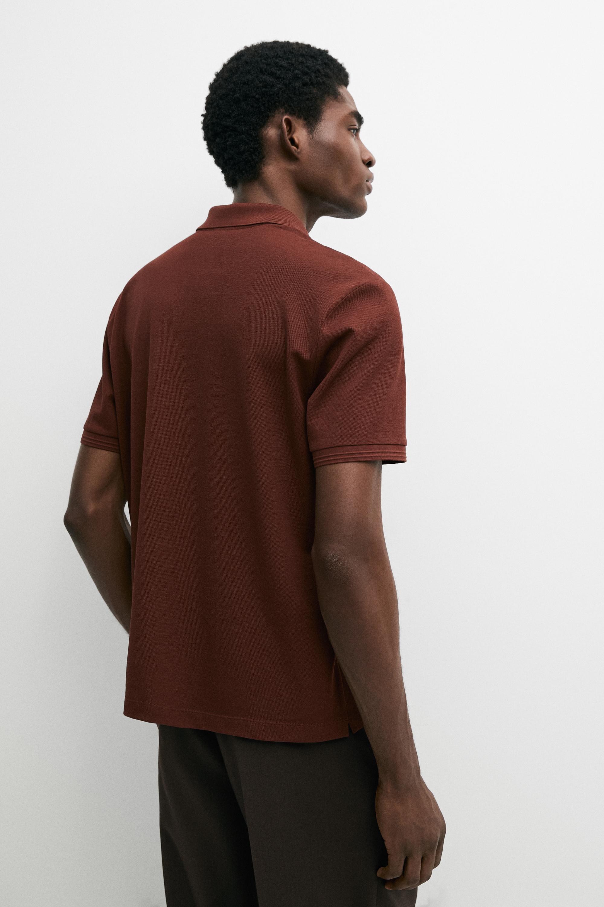 100% cotton short sleeve polo shirt — TERRA-COTTA