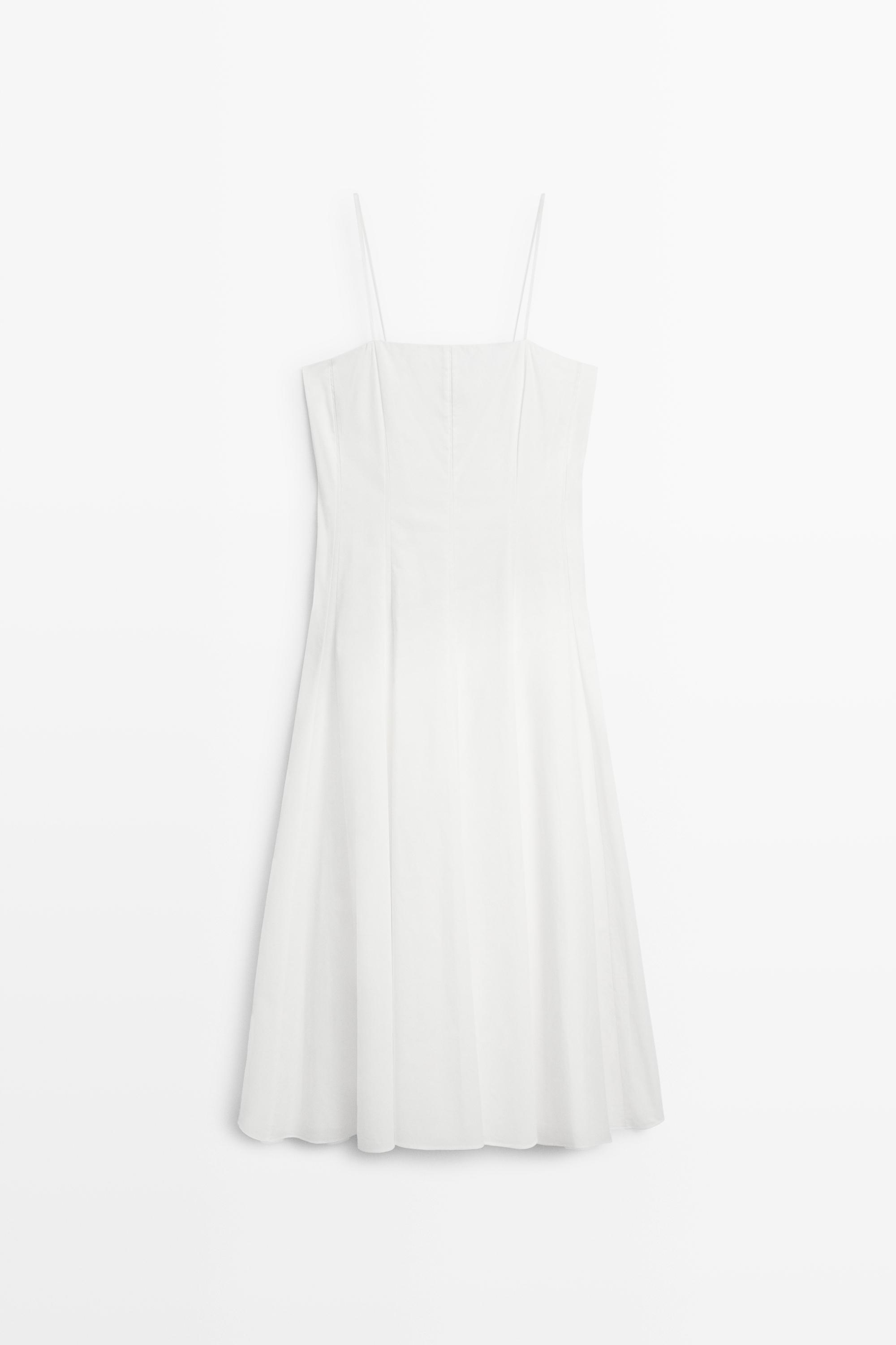 Poplin strap midi dress