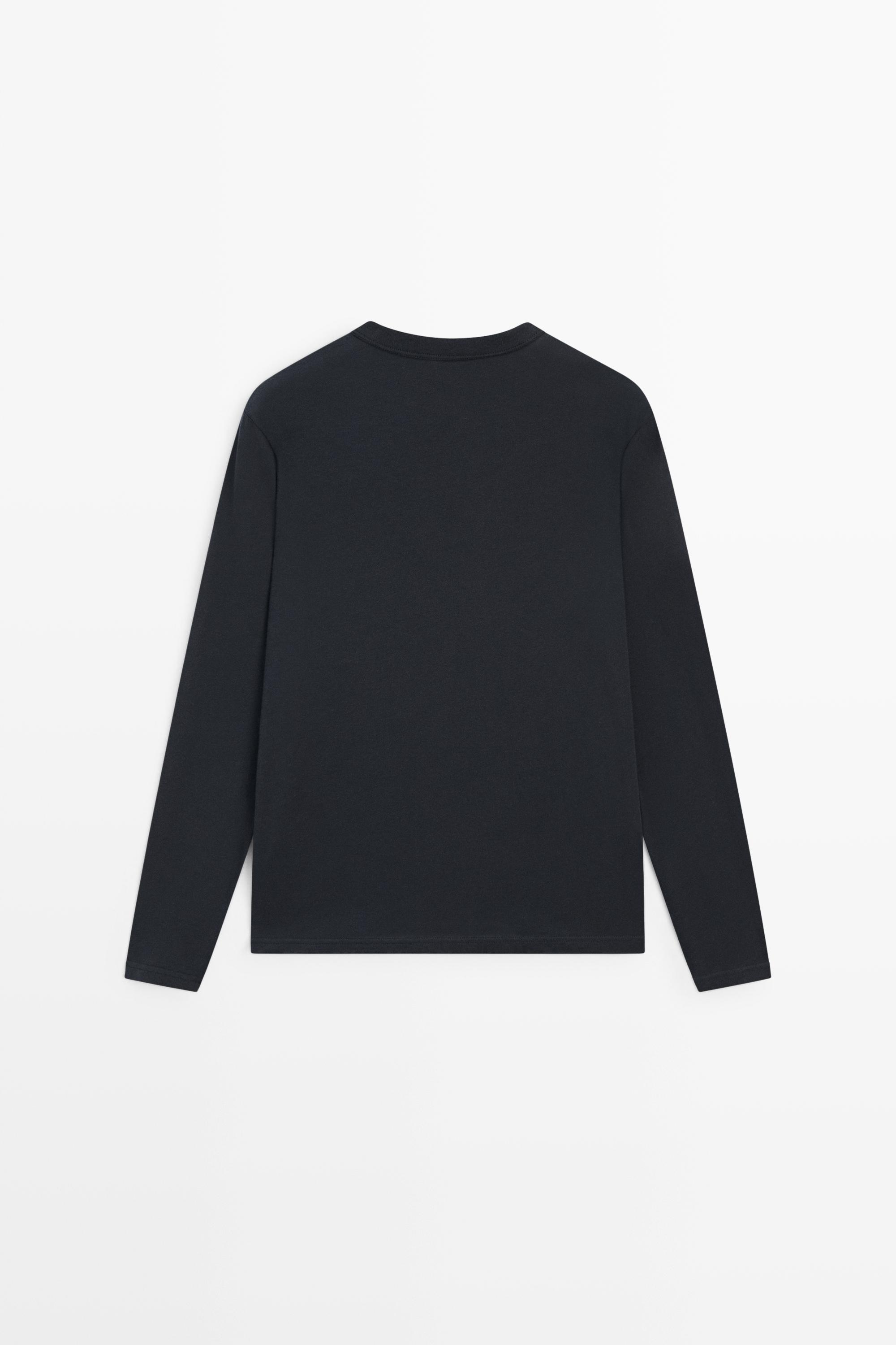 100% cotton long sleeve T-shirt — BLUE