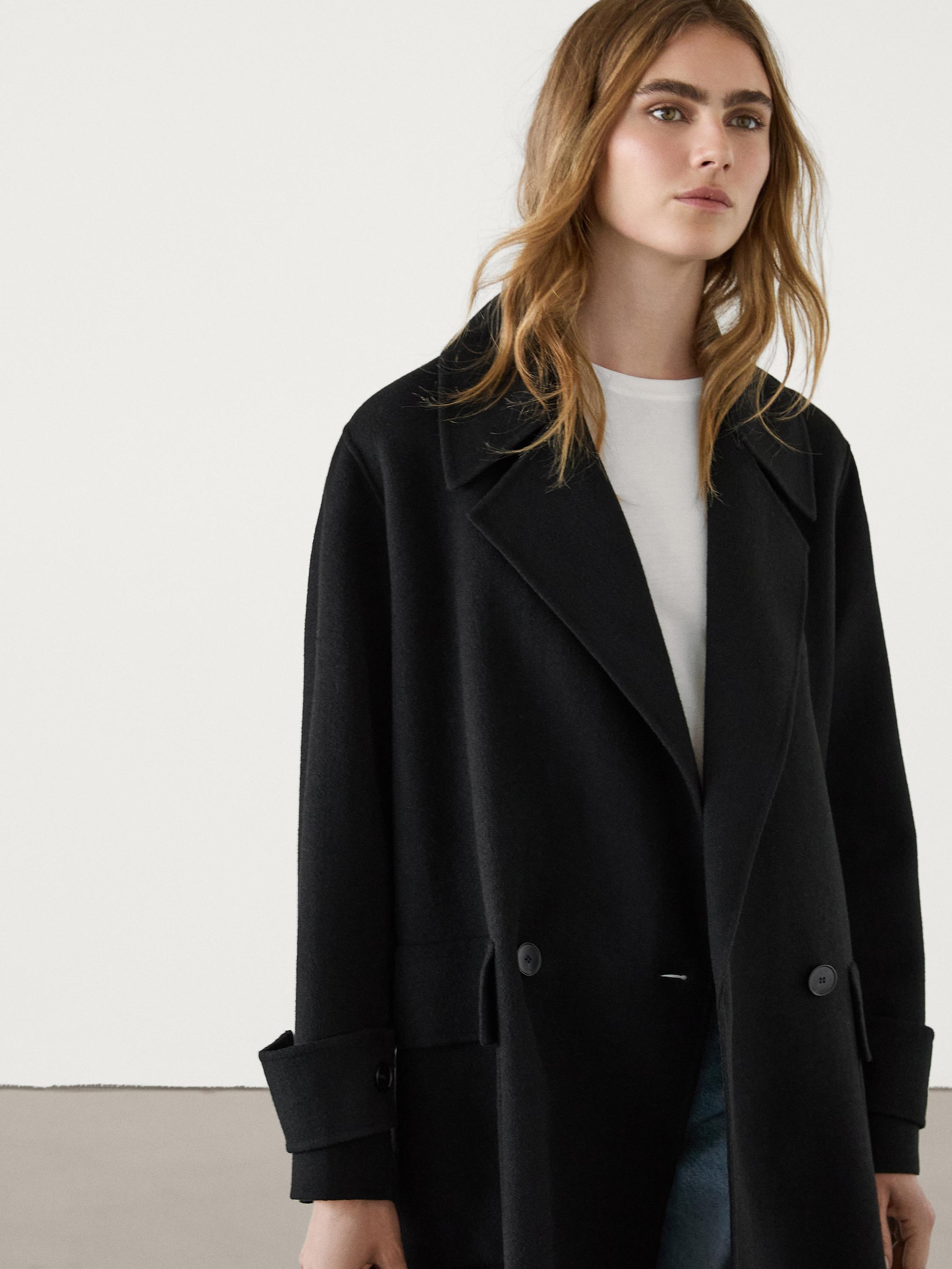 Long wool blend maxi coat · Black · Coats And Jackets | Massimo Dutti