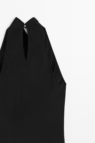 Halter midi dress with waistband detail — BLACK 9