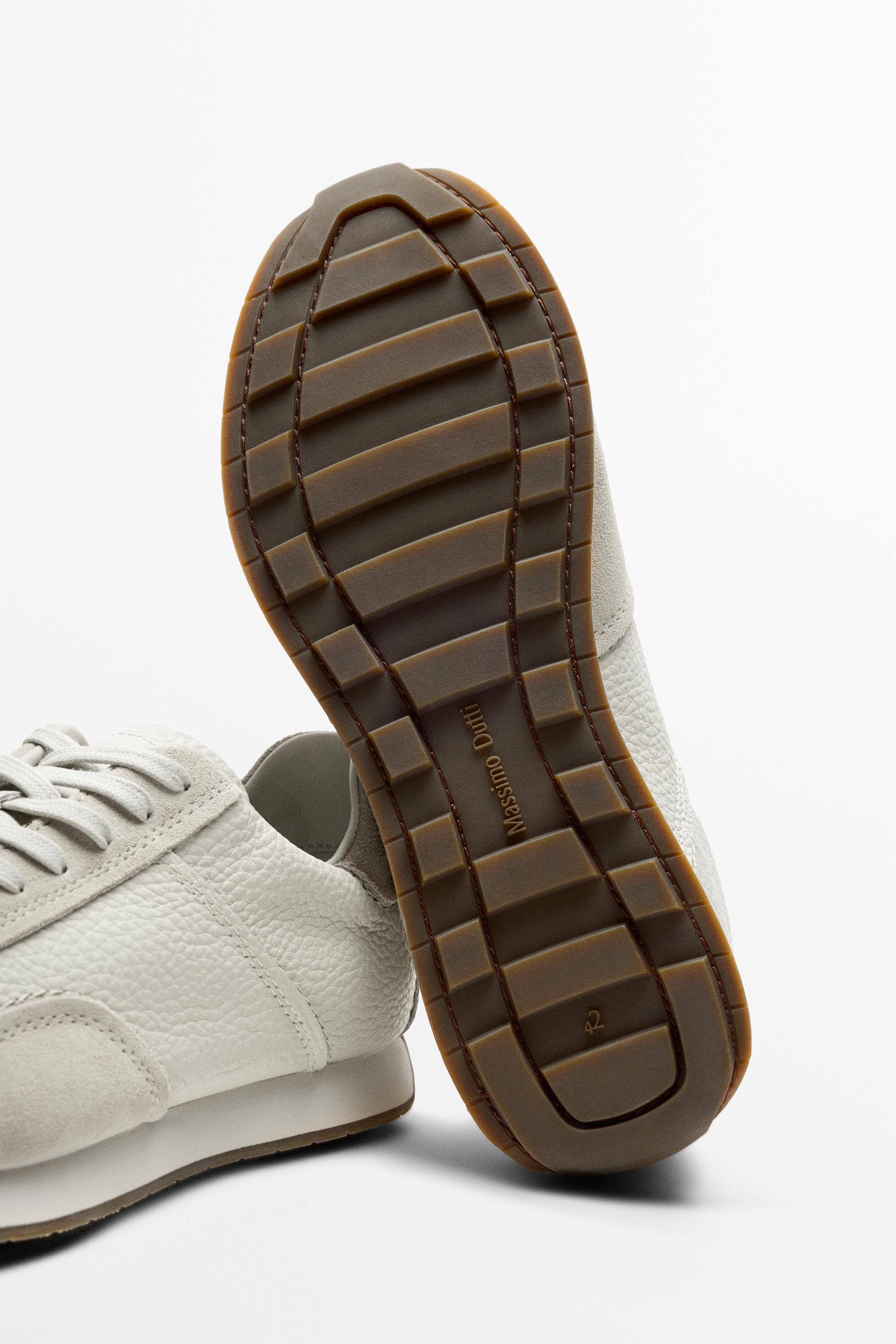 Milled nappa leather sneaker — WHITE