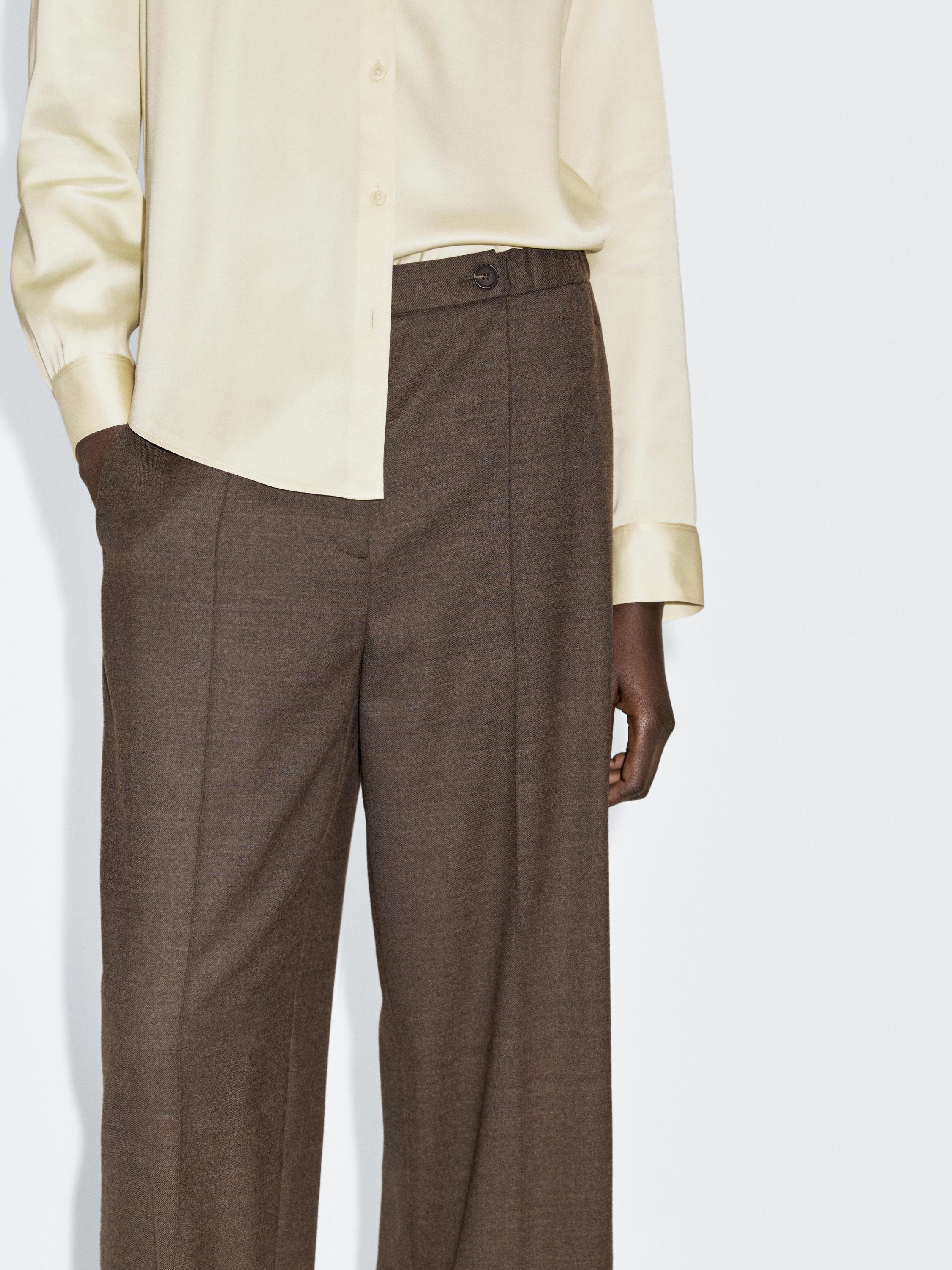 Pantalón con lana barrel fit