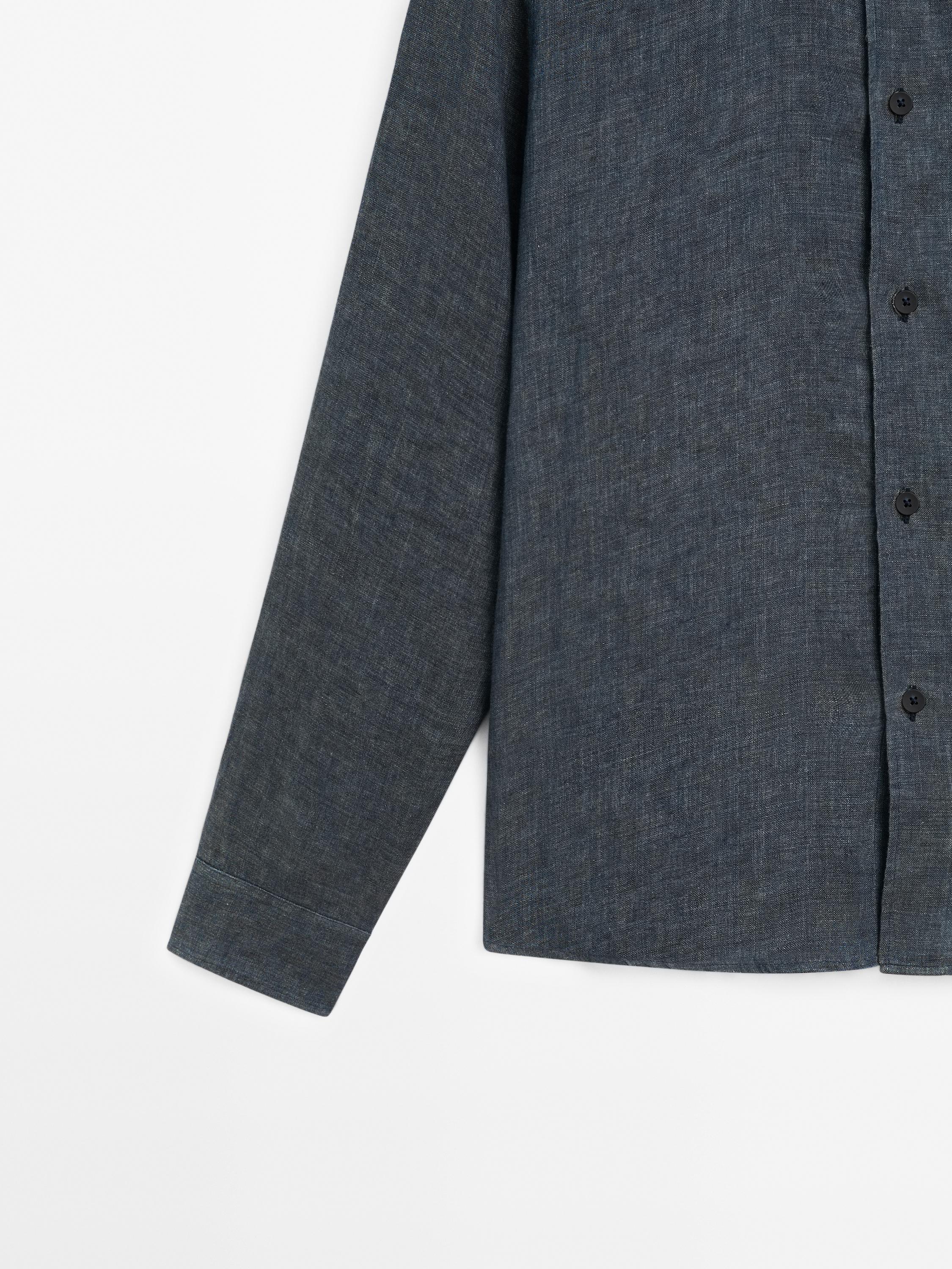 Regular fit faded linen overshirt