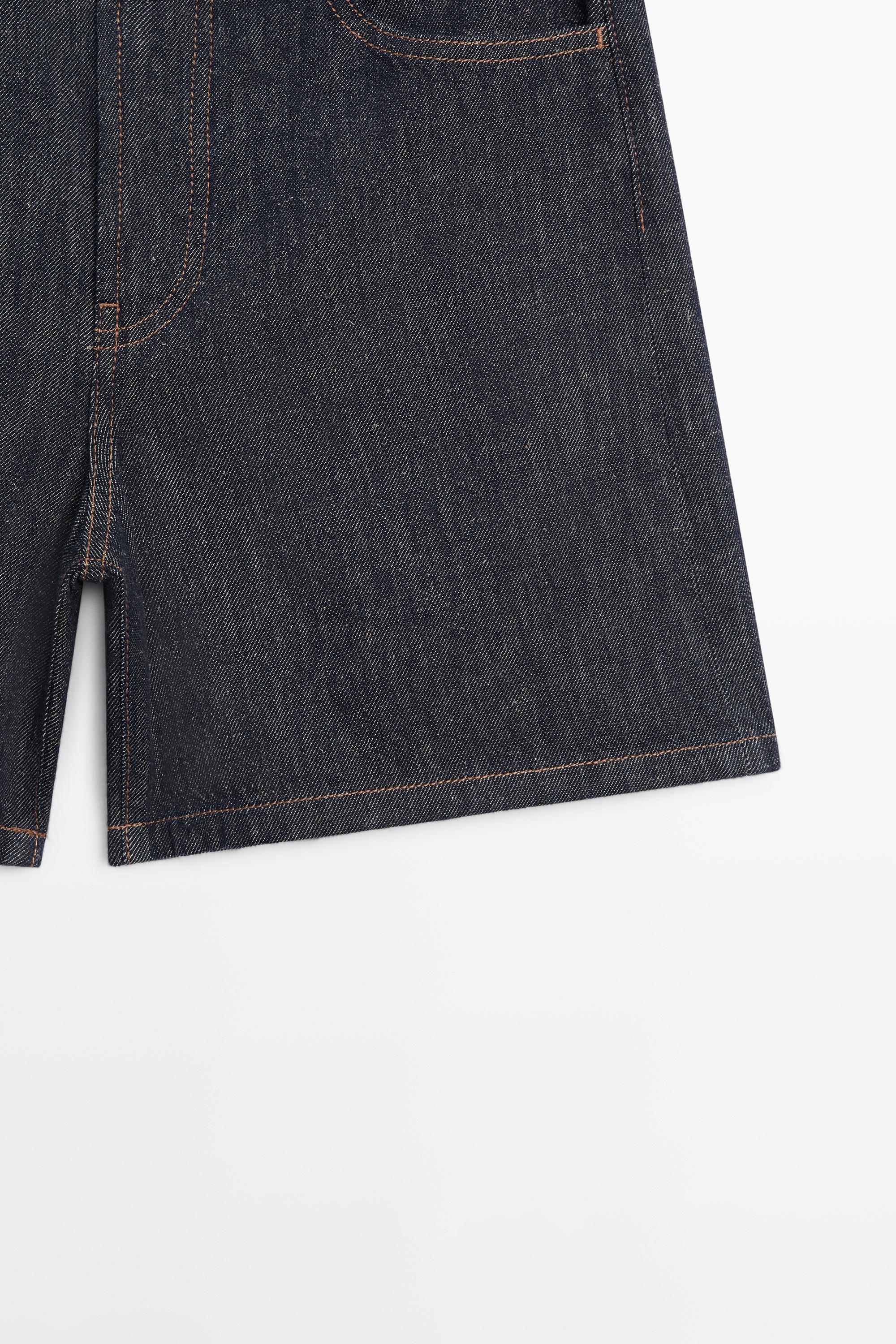 Total look mid-rise denim Bermuda shorts — DARK BLUE