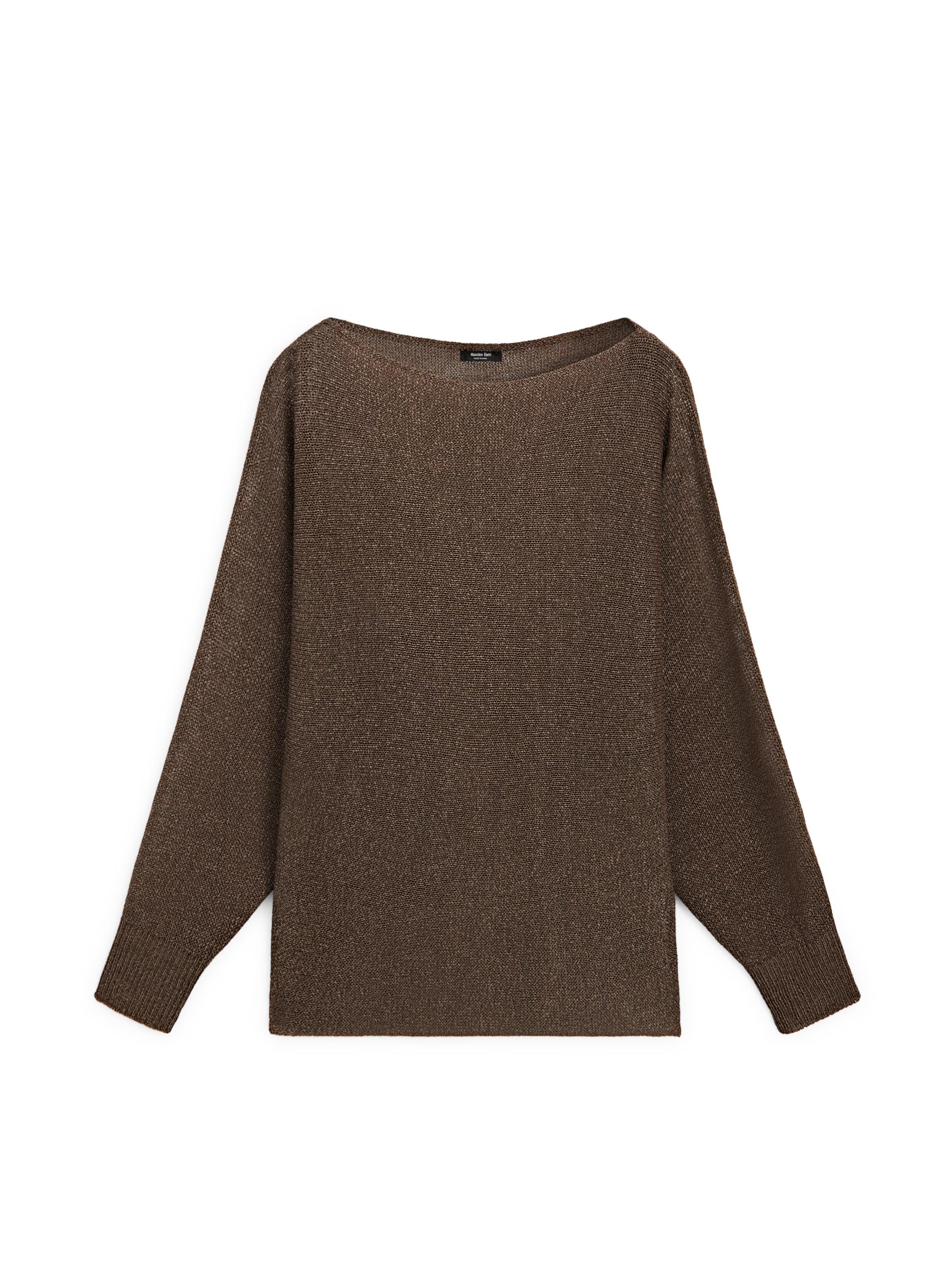 Flowing cotton blend knit sweater — BROWN