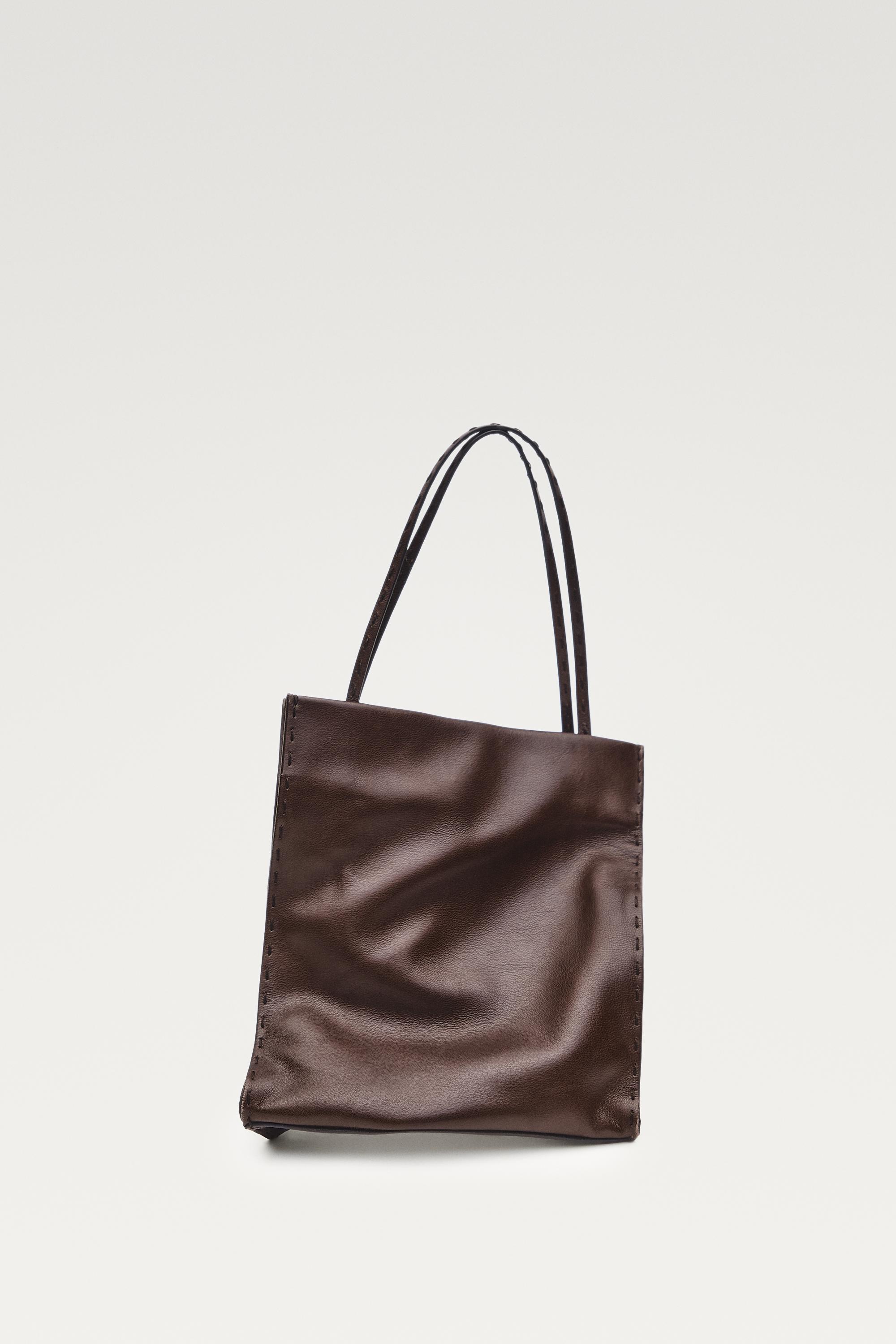 Nappa leather double compartment bag — BROWN