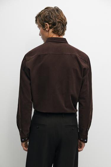 Regular fit needlecord shirt — BURGUNDY 5