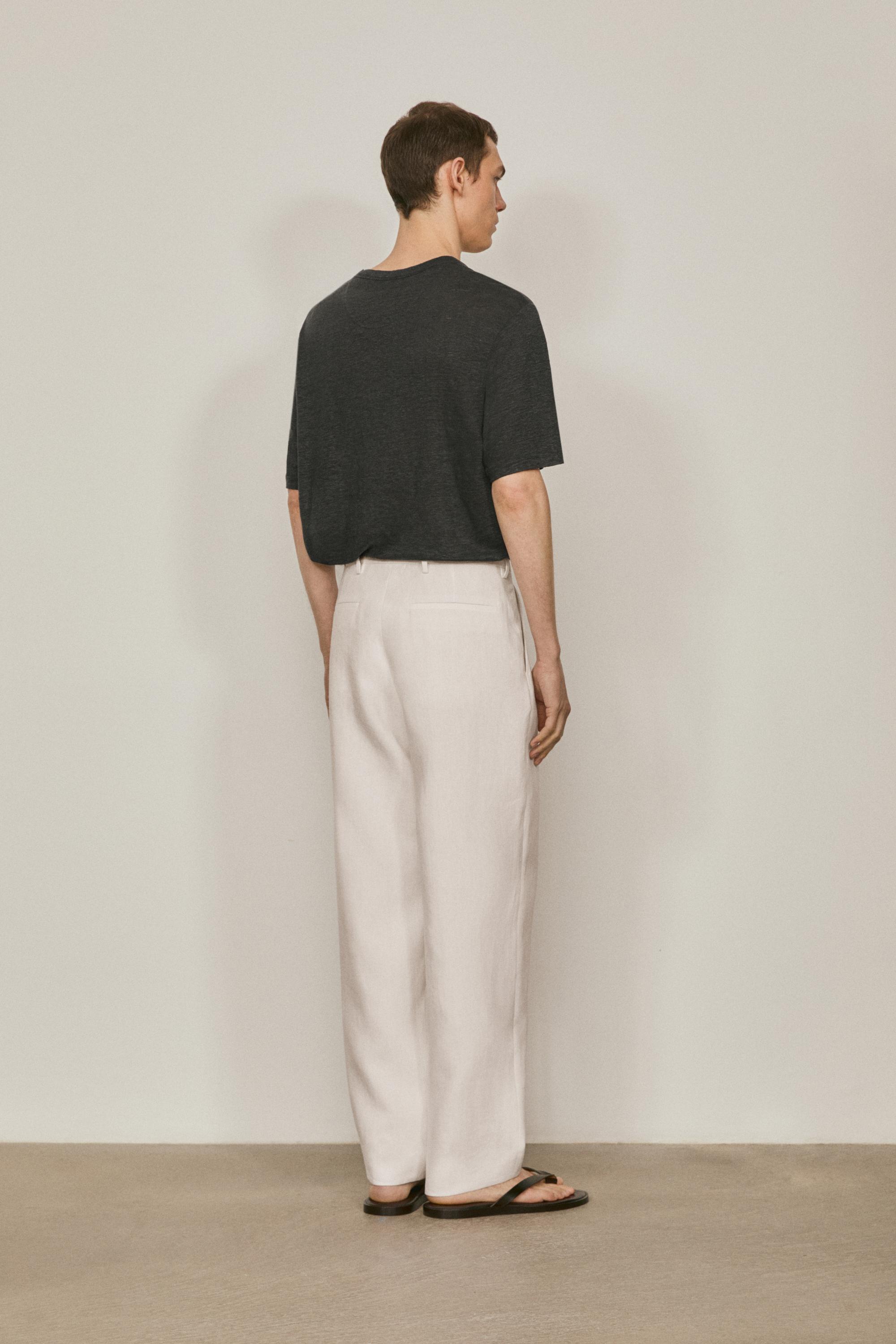 Linen trousers with double dart details - LIMITED EDITION — WHITE
