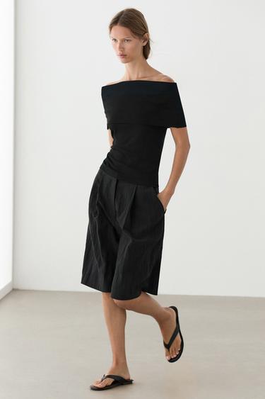 Cotton off-the-shoulder top — BLACK 5