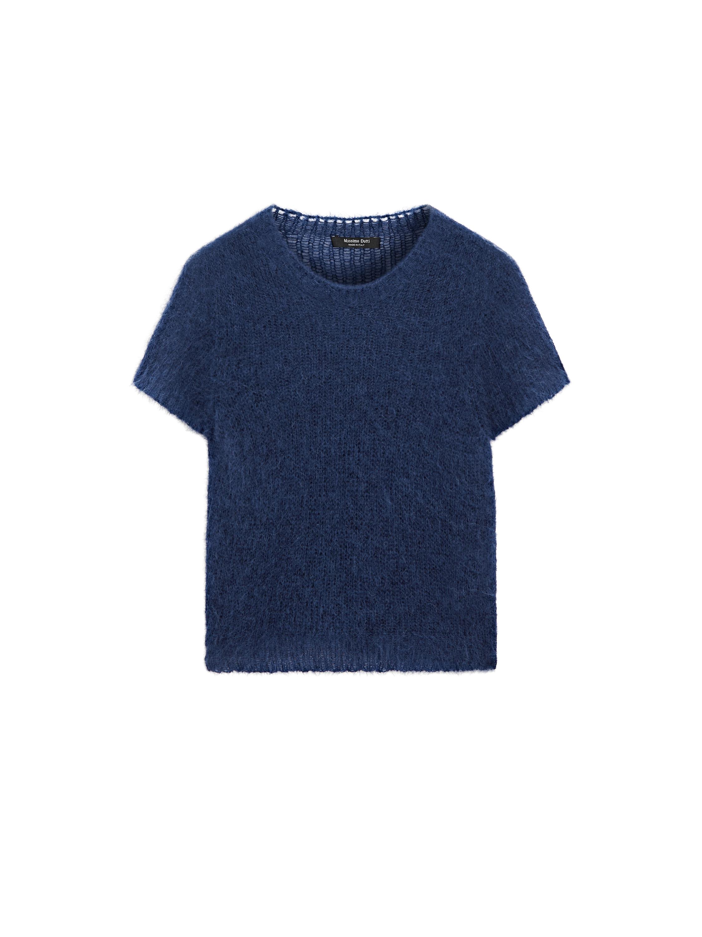 Alpaka karışımlı kısa kollu triko kazak