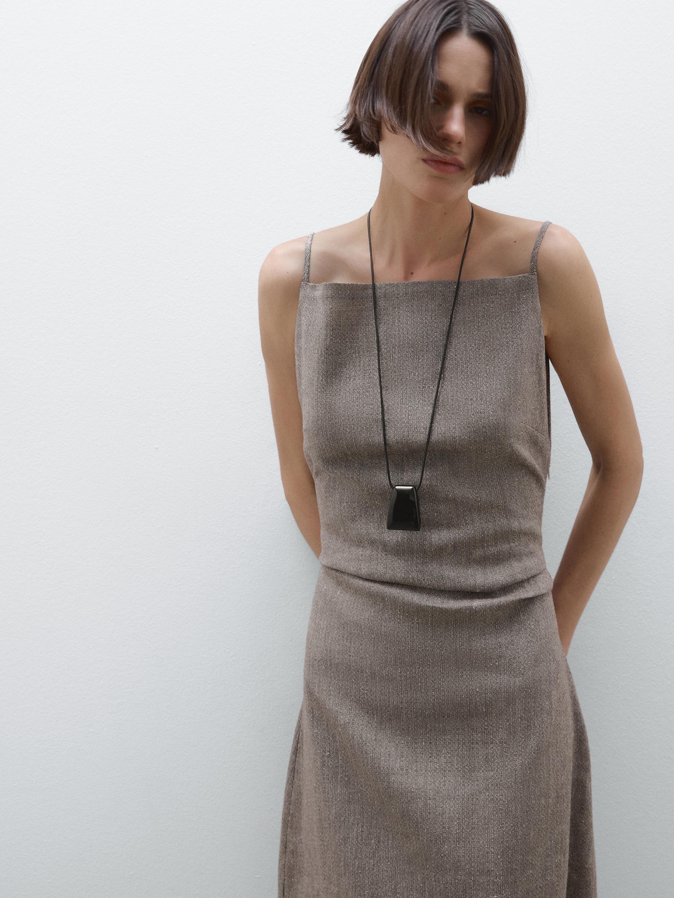 Long flowing linen blend dress