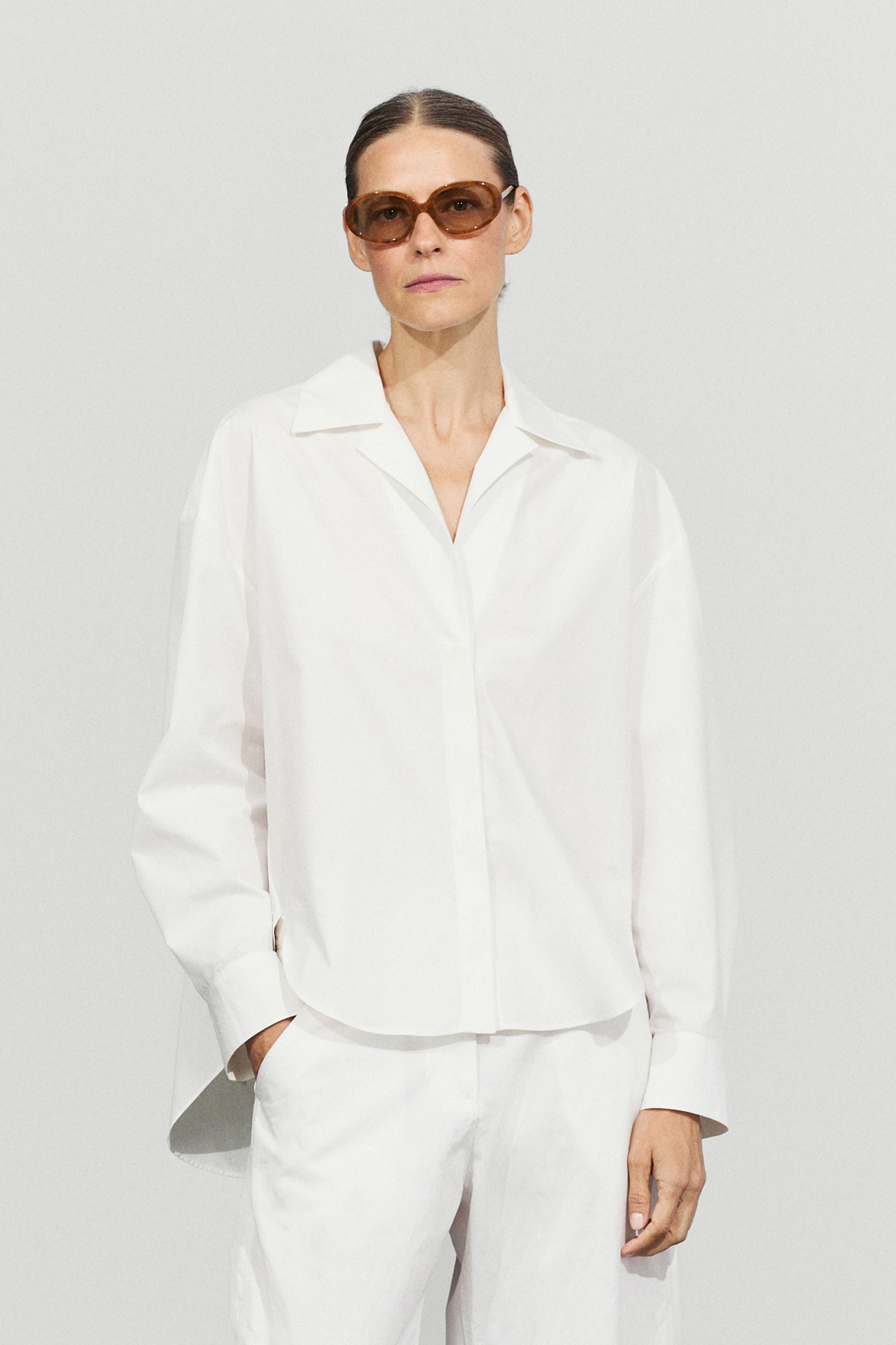 Poplin shirt with seam details — WHITE