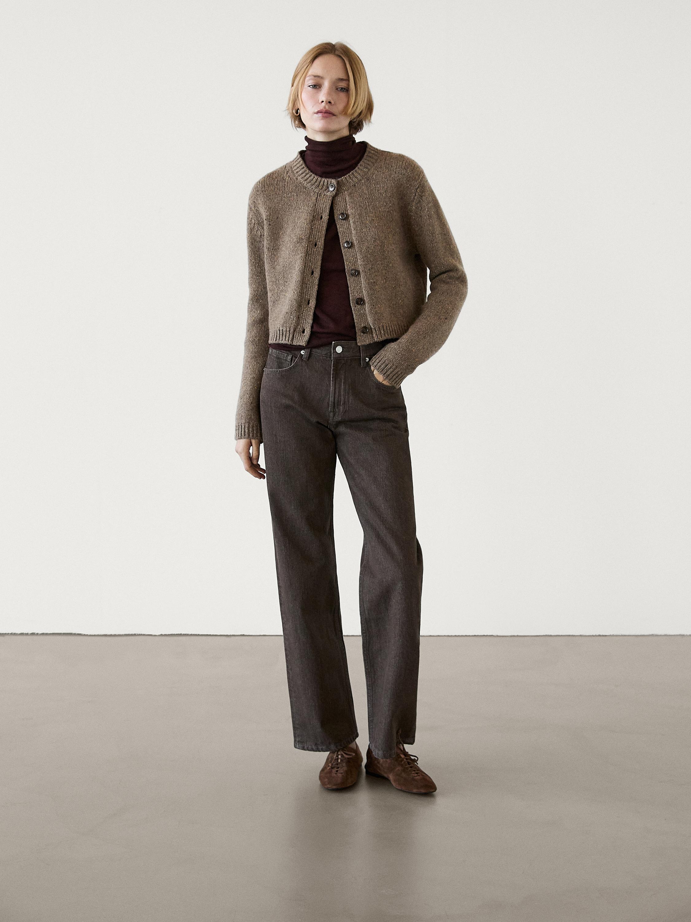 Cardigan court 100 laine · Vison · Pulls Et Cardigans Massimo Dutti