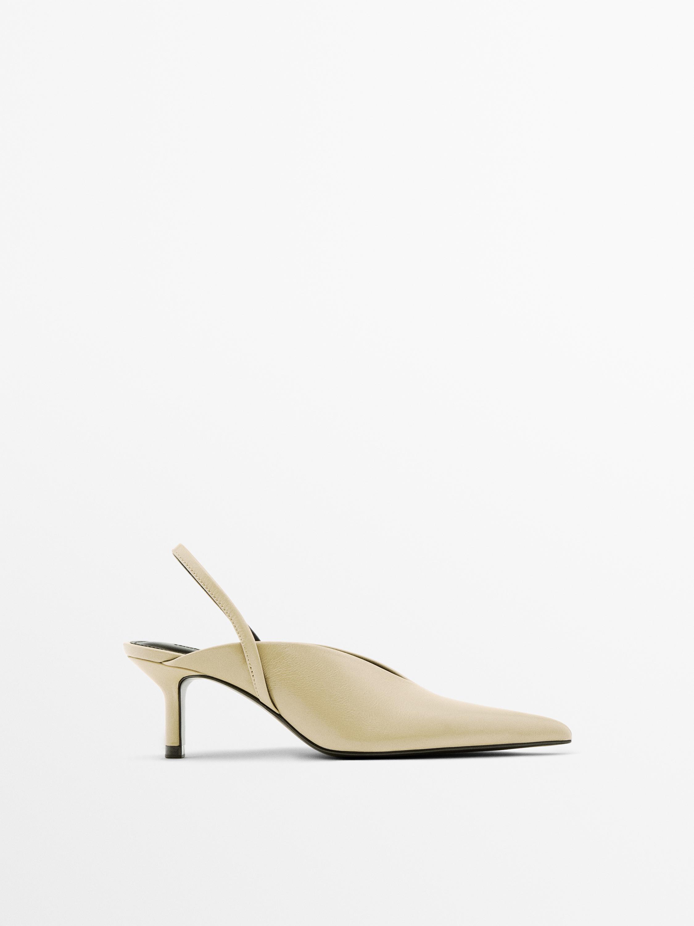 High-heel slingback shoes — CREAM