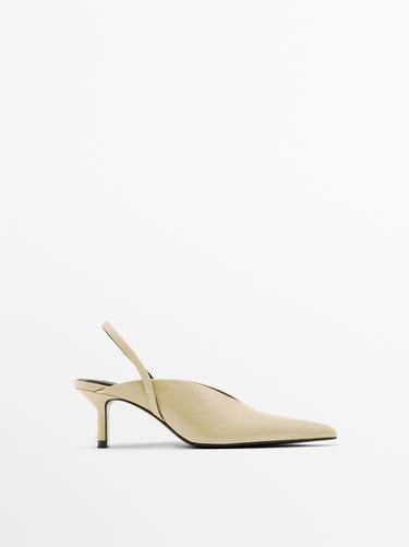 High-heel slingback shoes — CREAM 1
