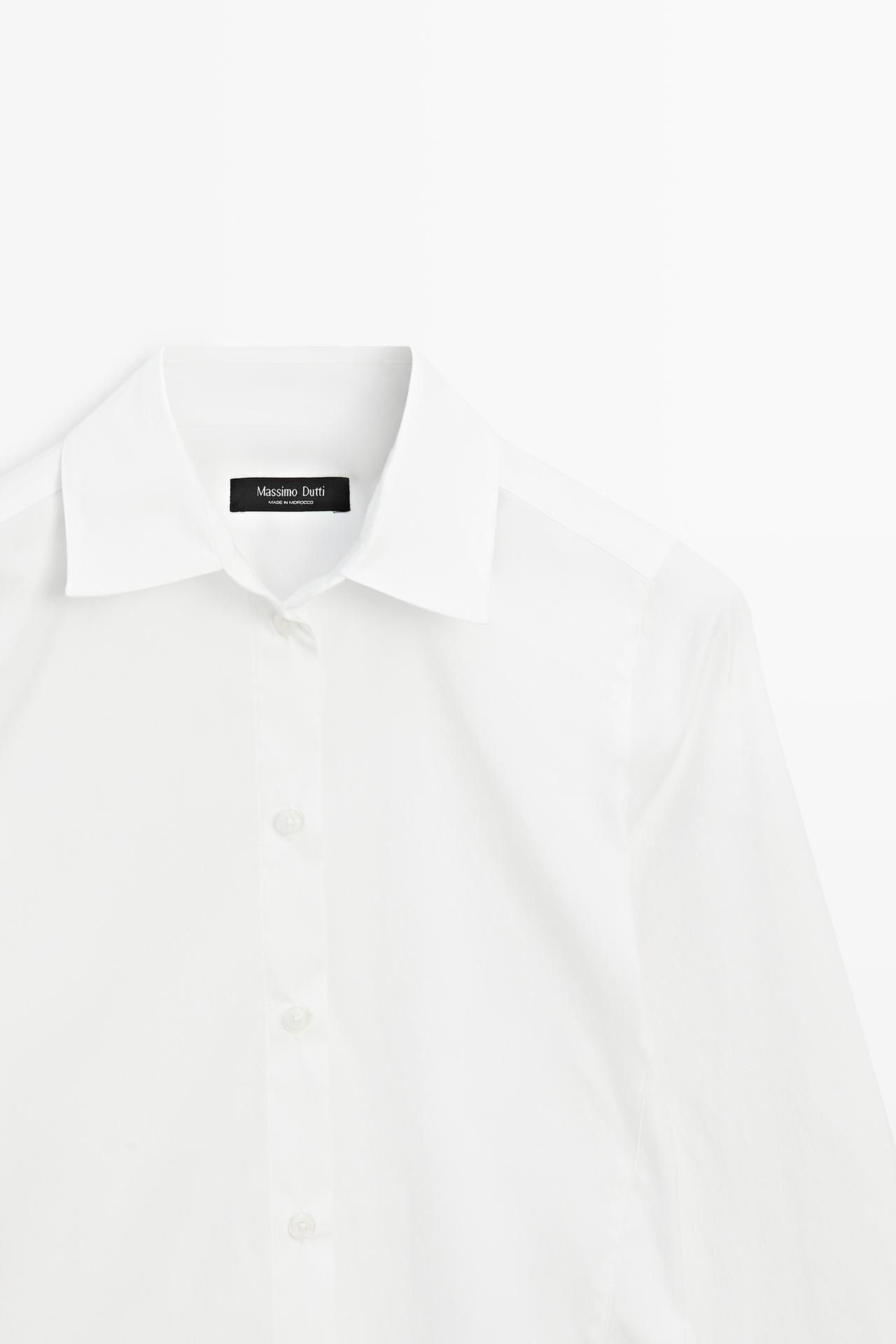 Cotton blend poplin shirt — WHITE