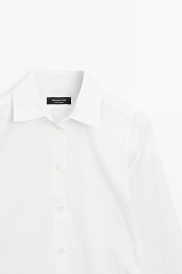 Cotton blend poplin shirt — WHITE 4