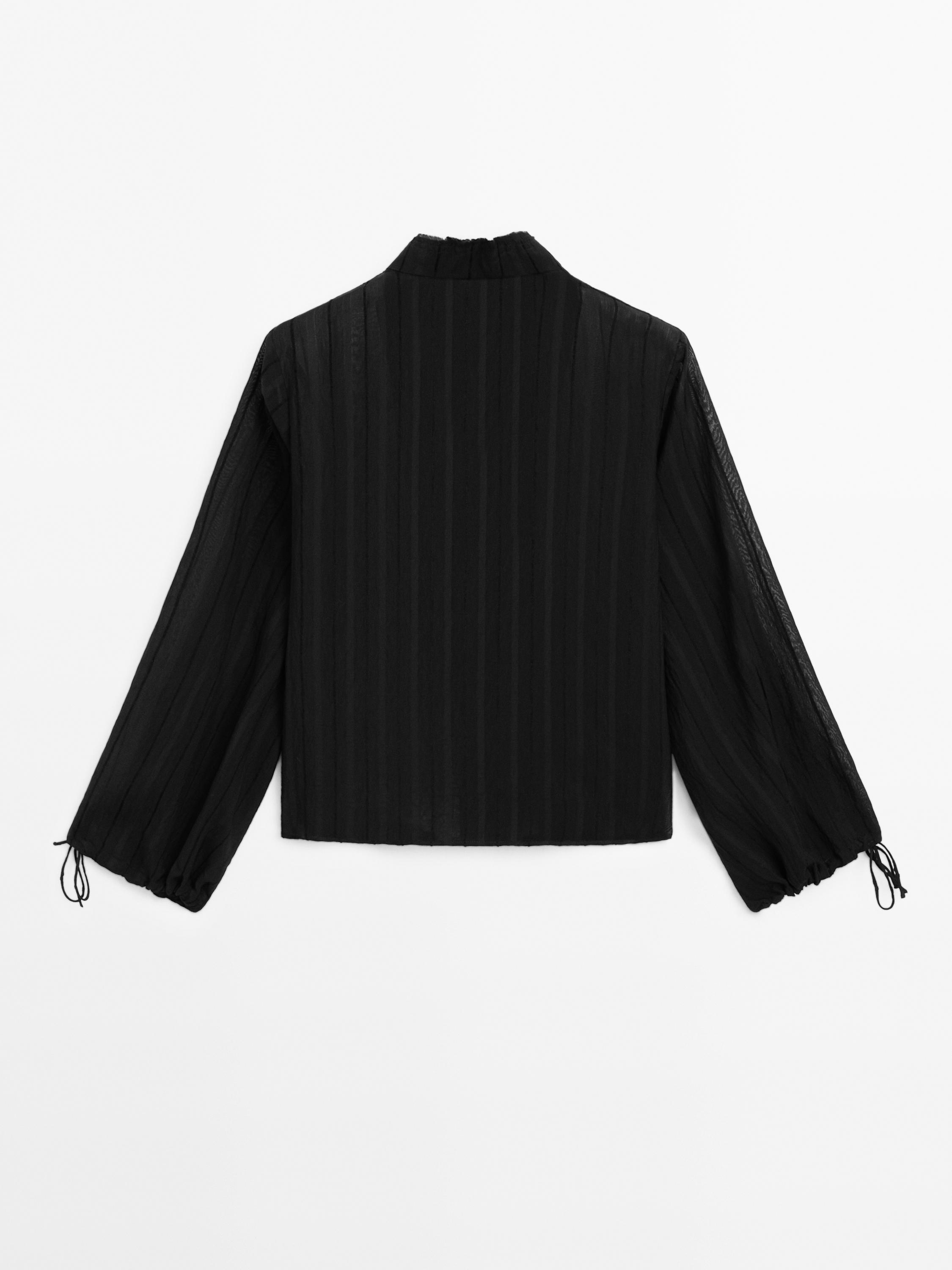 Flowing striped satin shirt