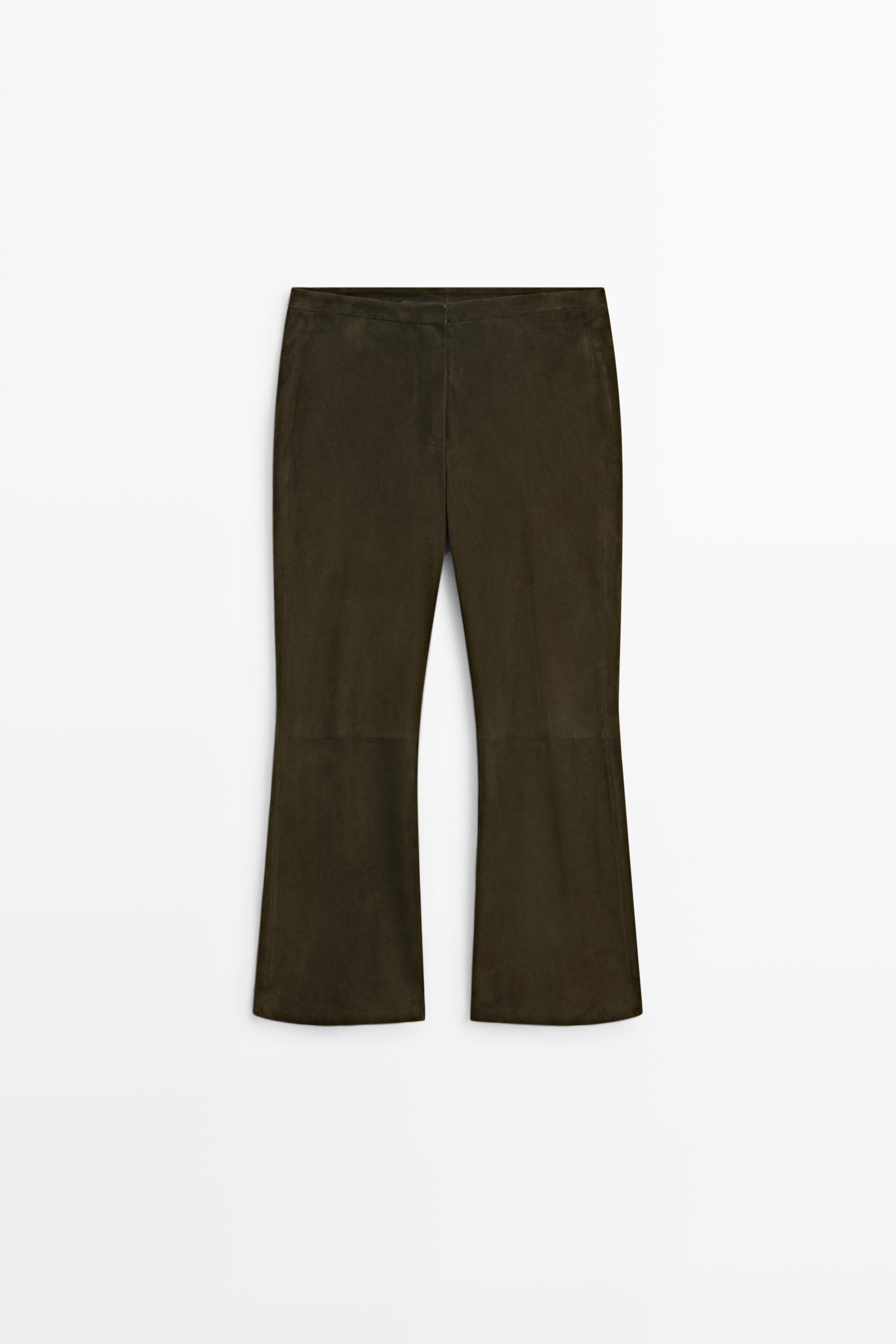 Suede leather pants — KHAKI