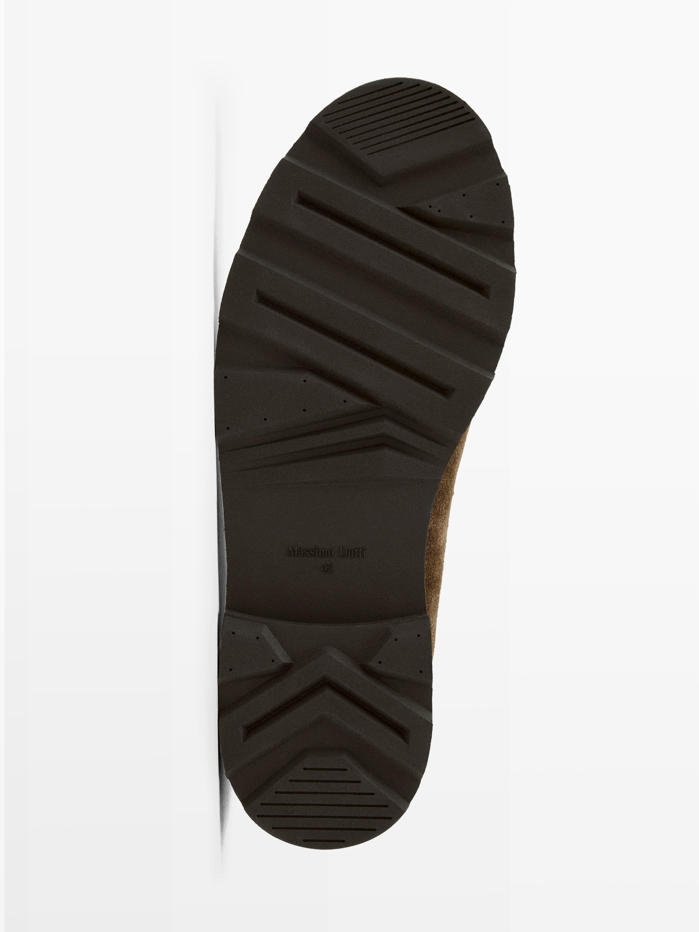 Leather track-sole loafers with penny strap — BROWN
