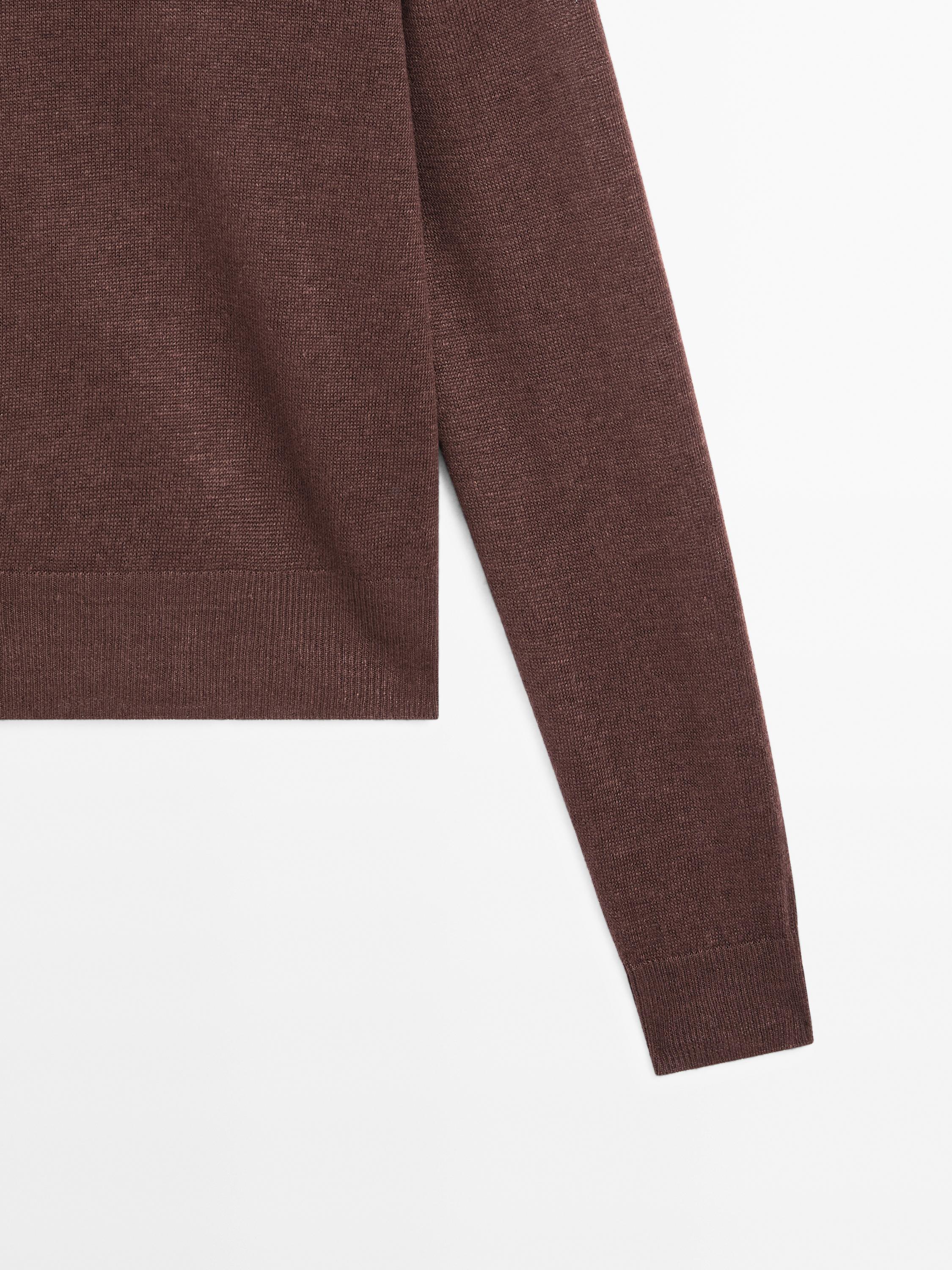 100% linen knit crew neck sweater