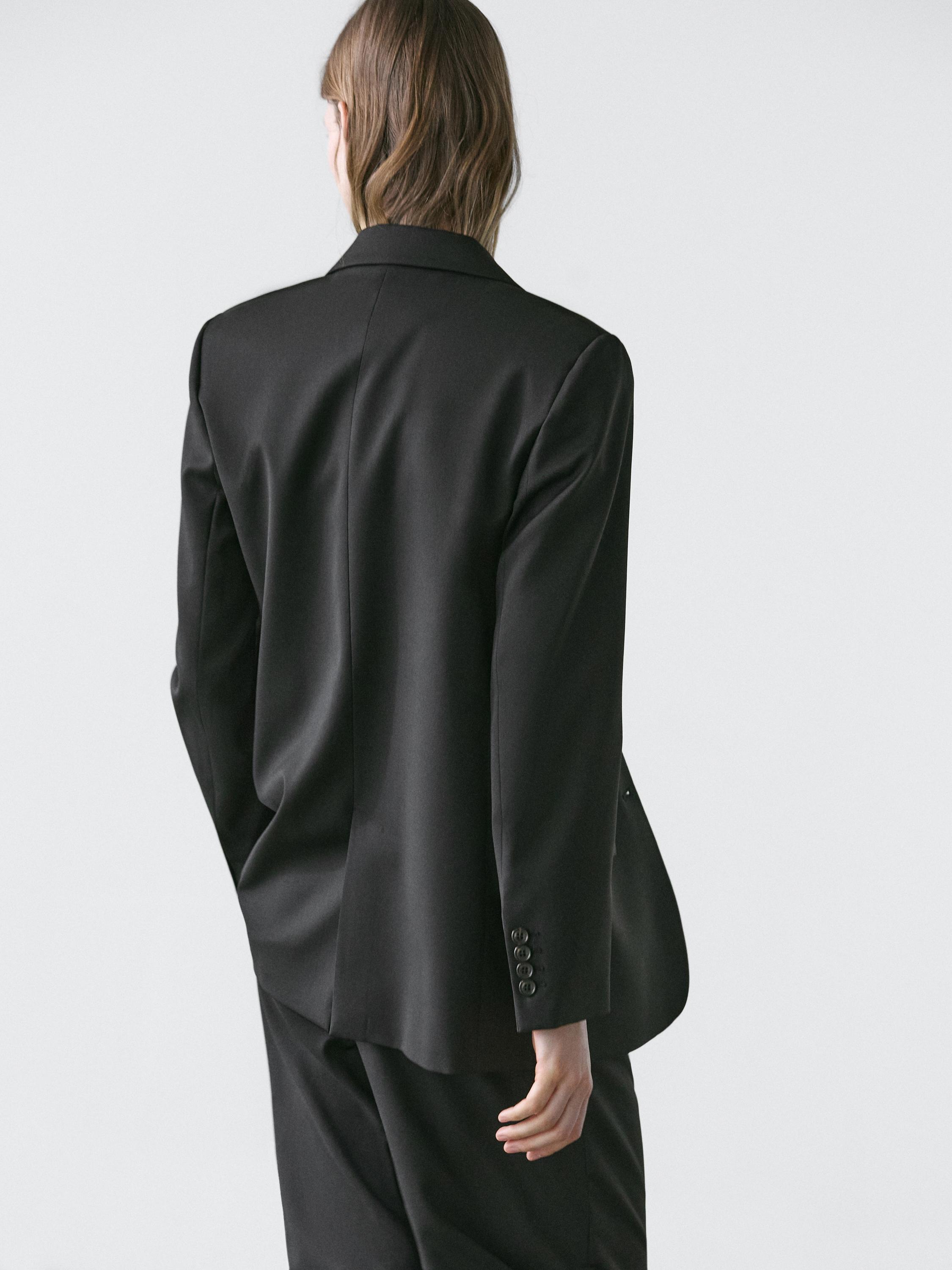 100% extra fine wool two-button blazer — BLACK