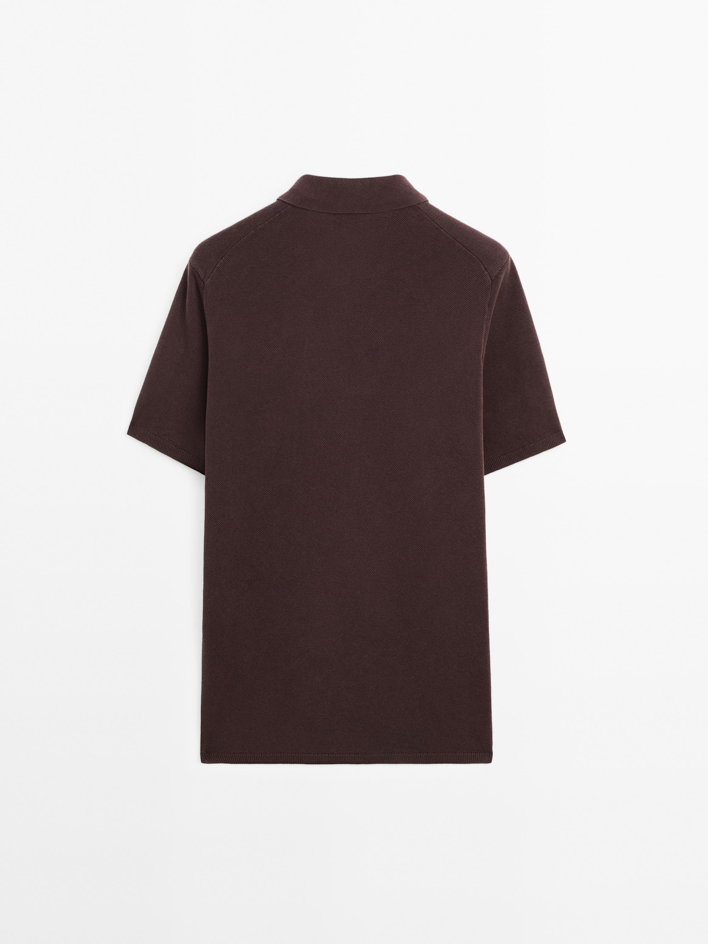 100% cotton textured knit polo shirt