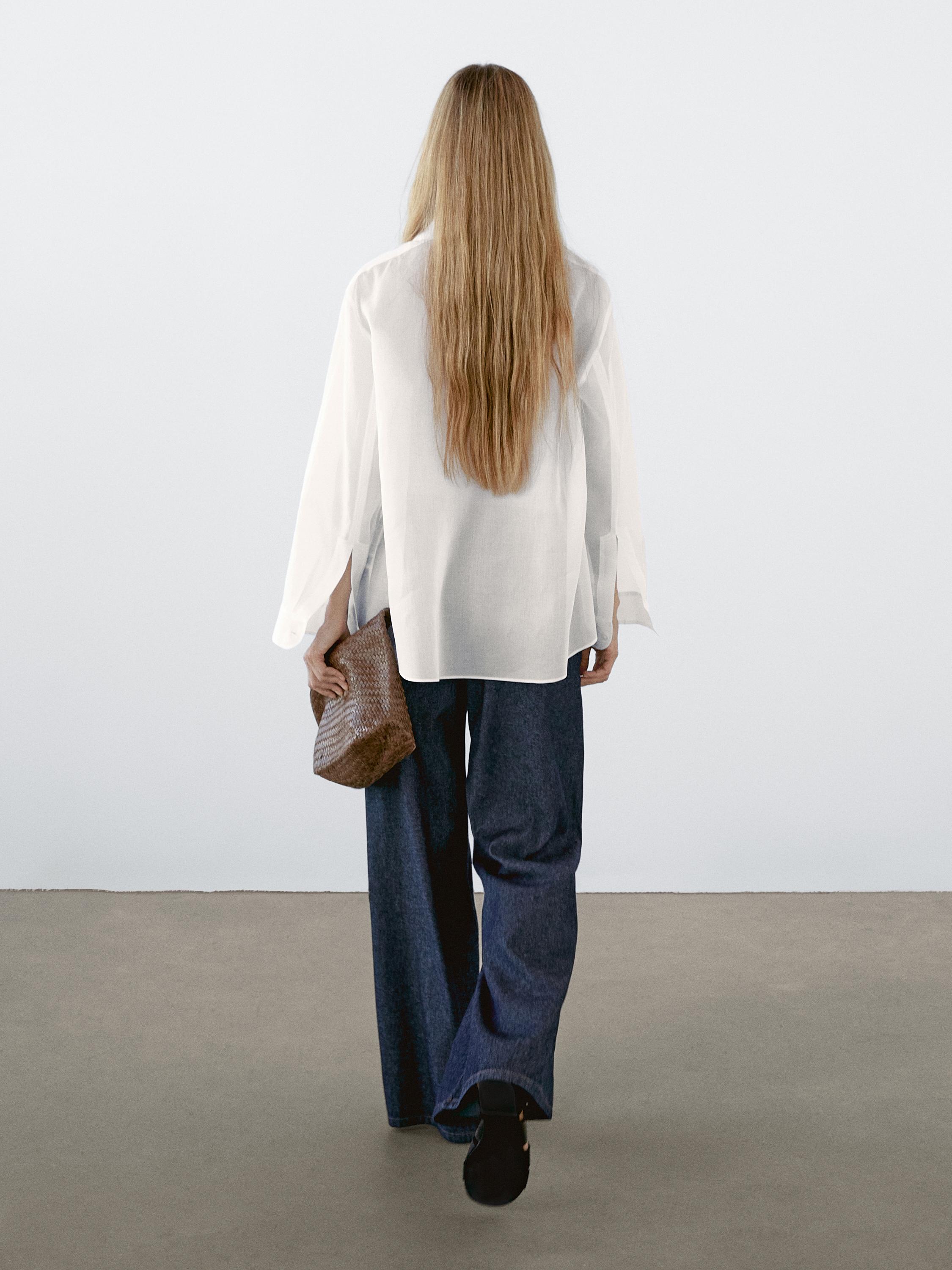 Lightweight cotton shirt with pintucks