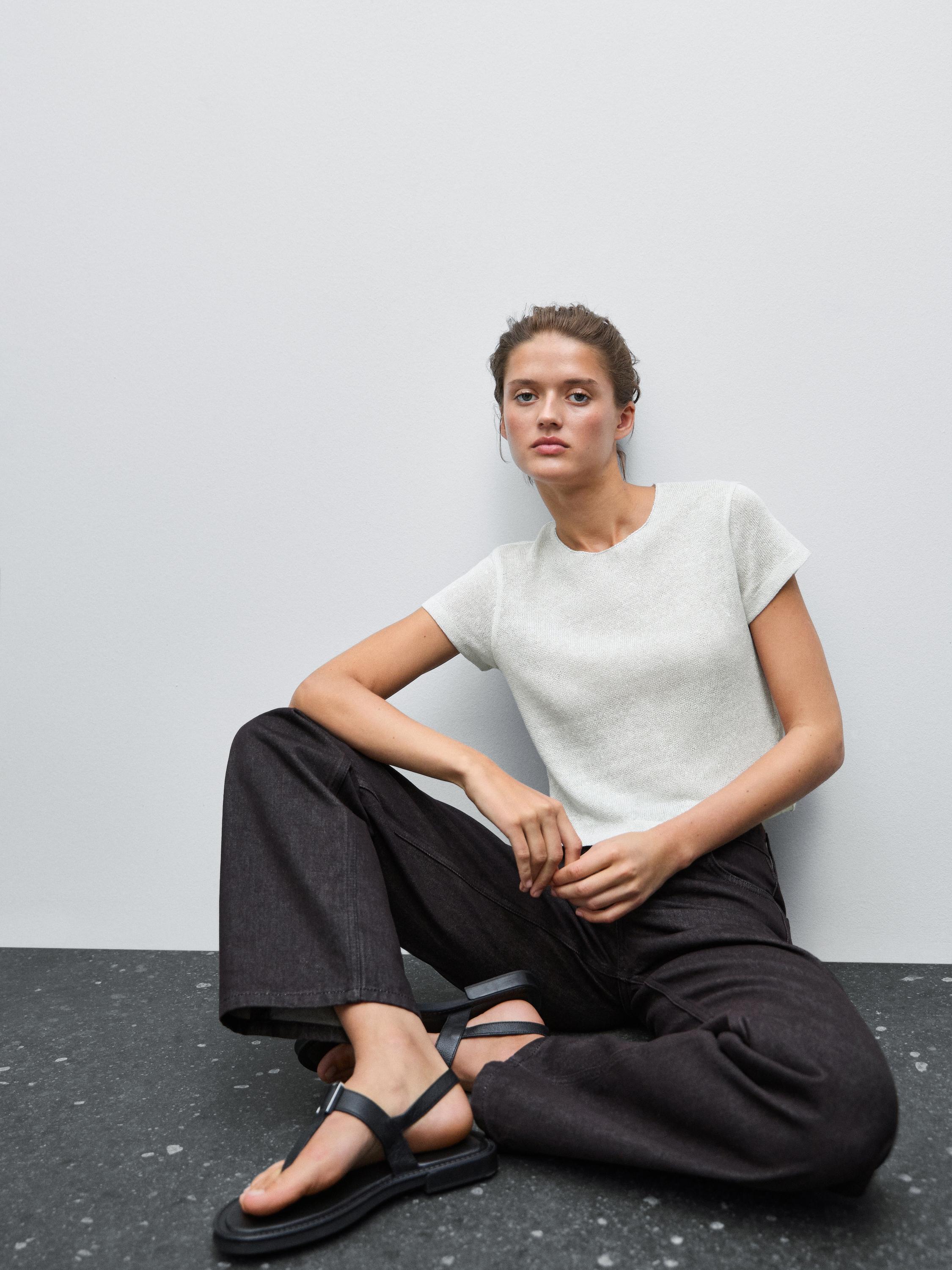 T-shirt en maille effet métallisé