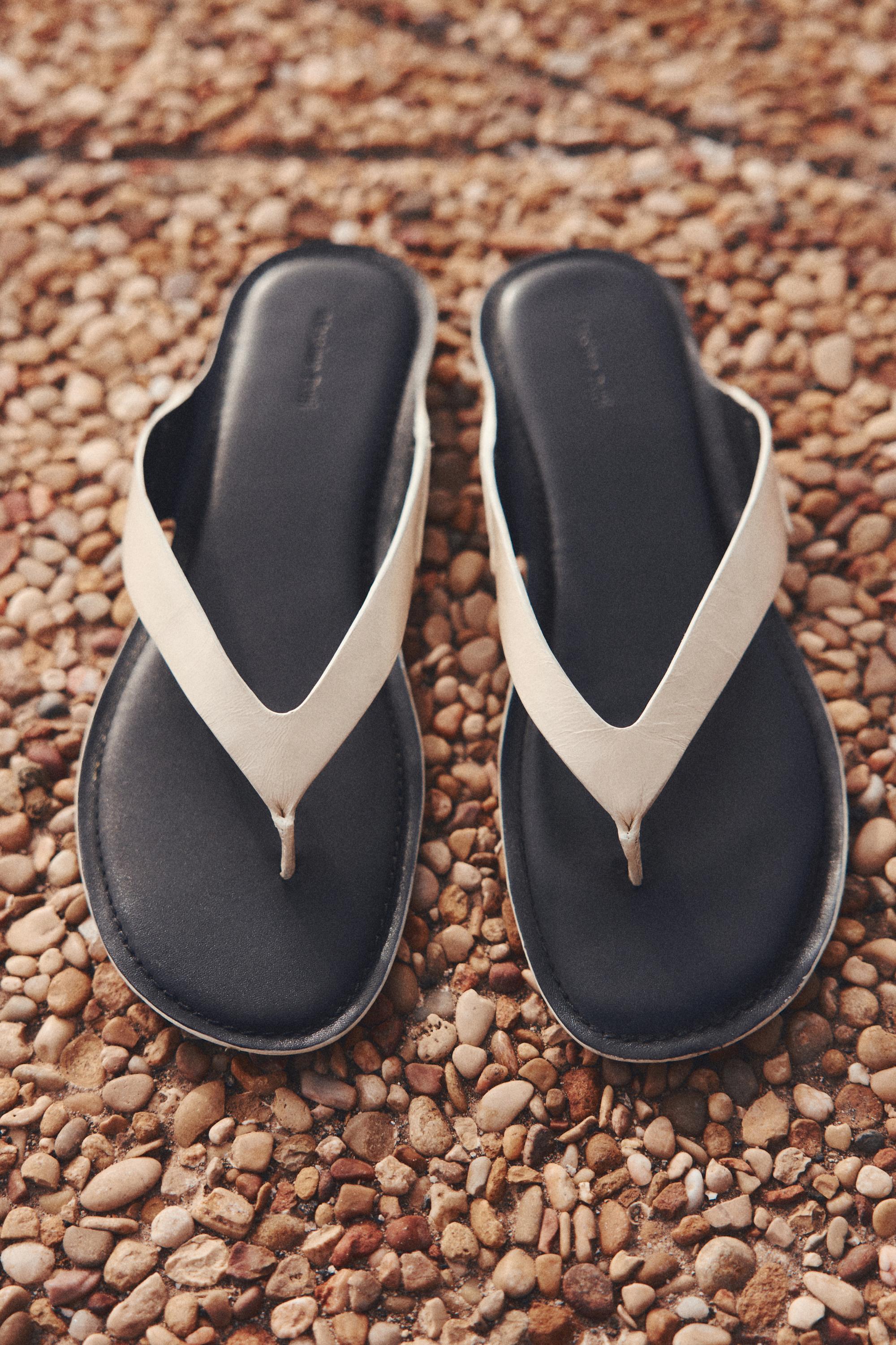 Leather toe divider sandals — WHITE