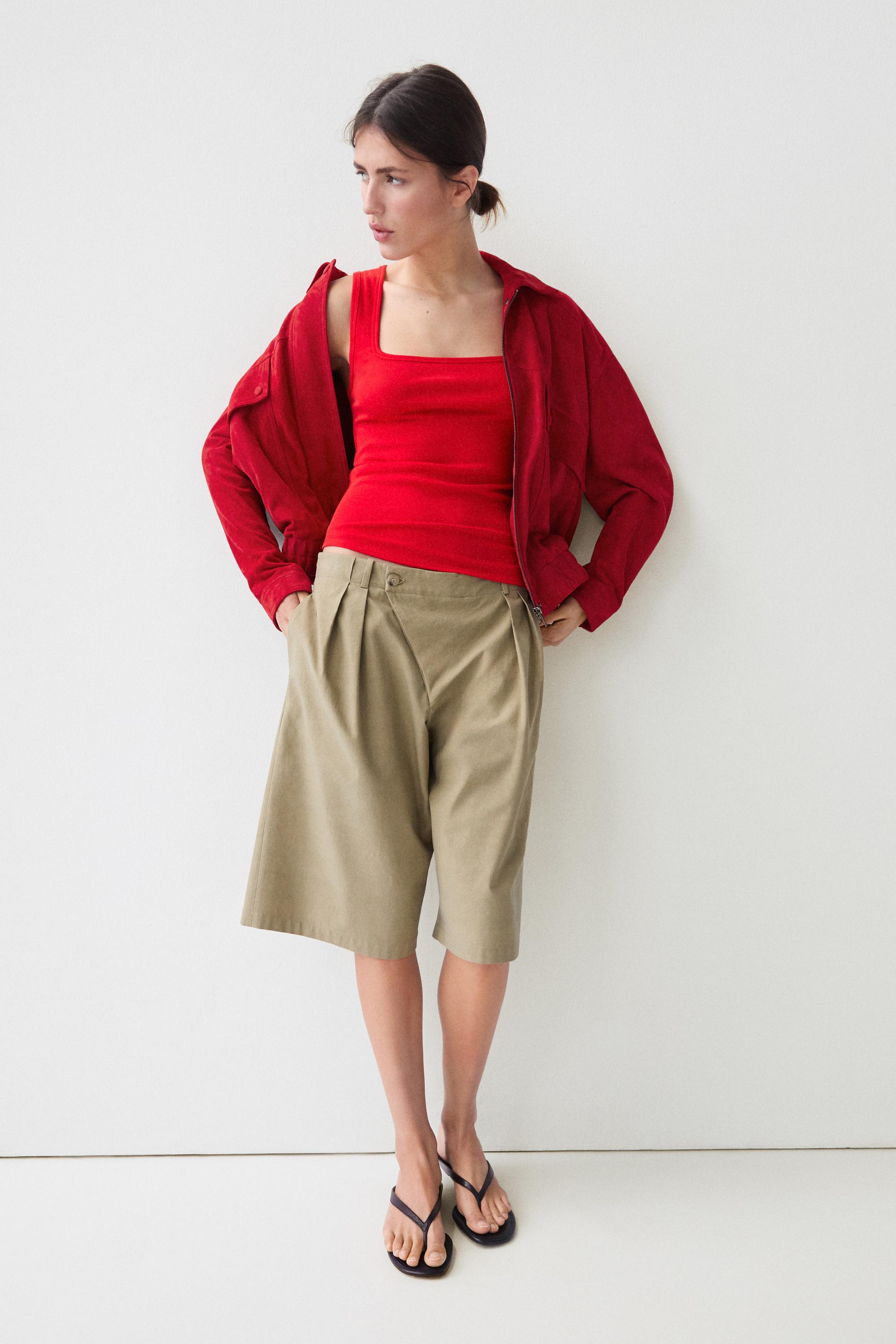 Cotton blend square neck top