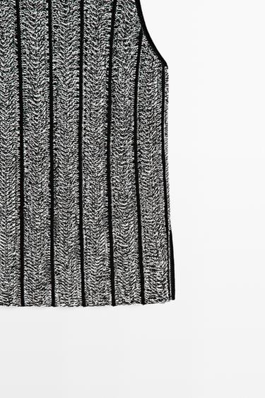 Cotton-blend flecked knit top — BLACK 7