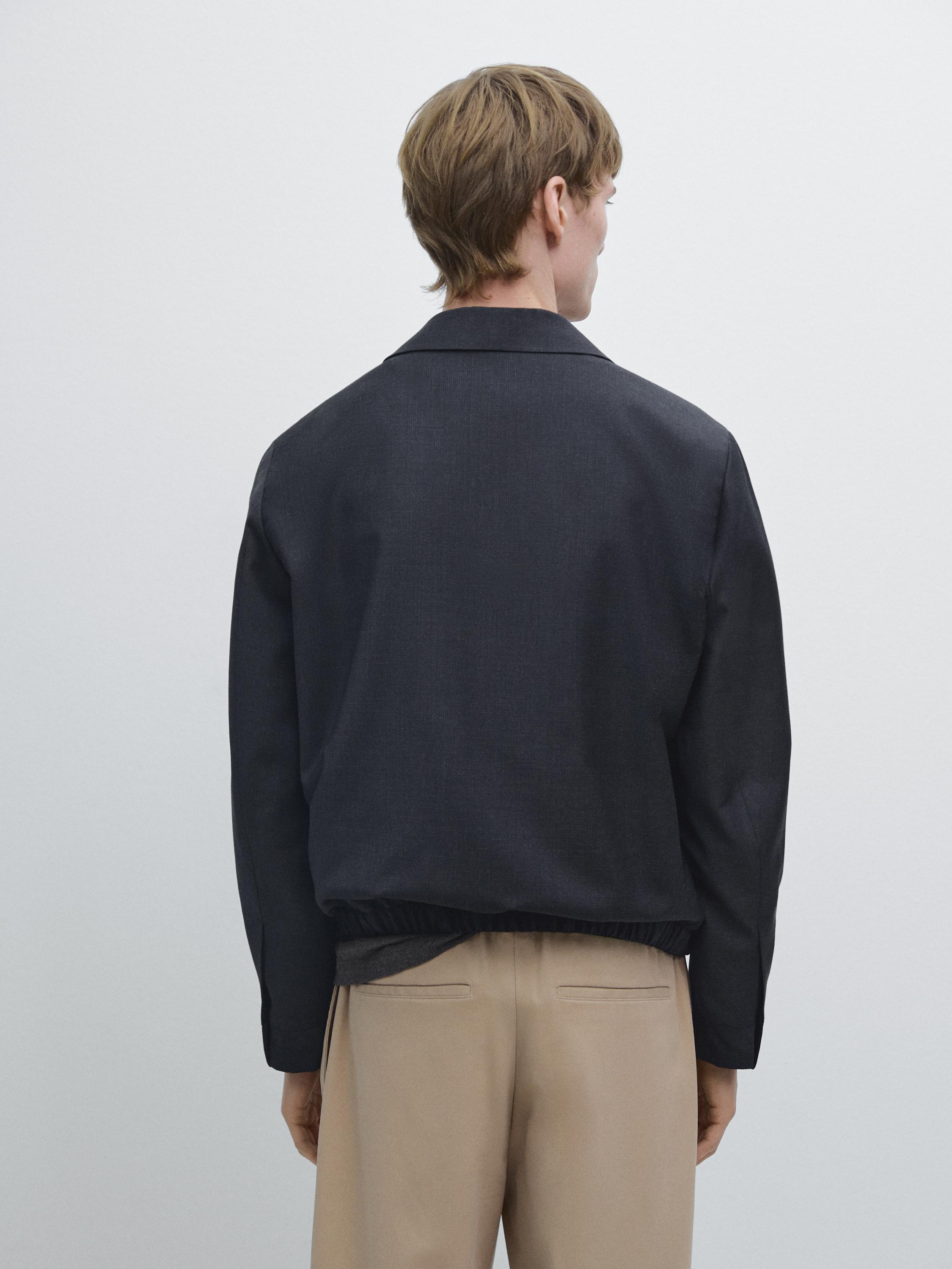 Houndstooth wool jacket — NAVY BLUE