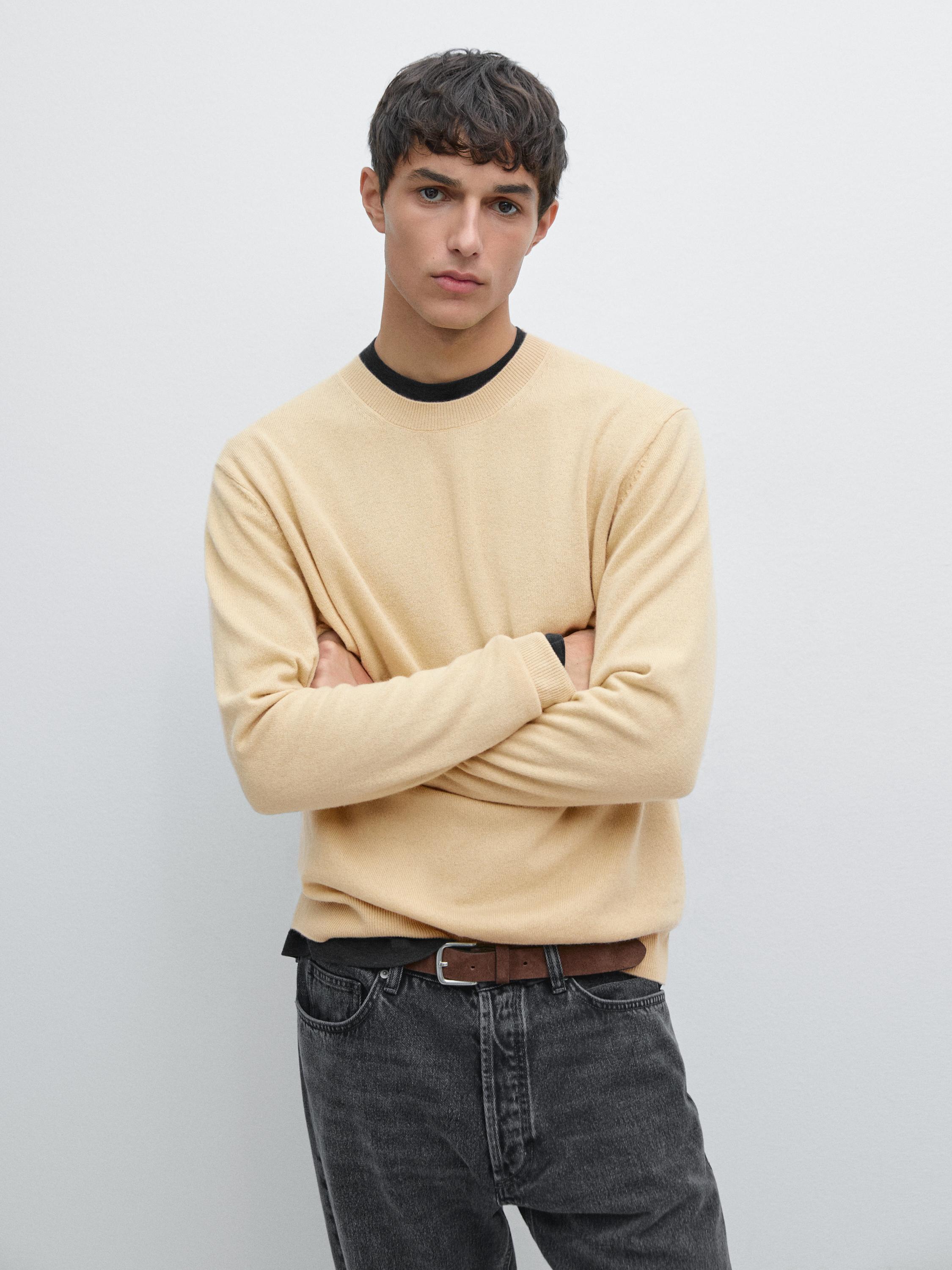 سويتر من الصوف المخلوط بياقة دائرية