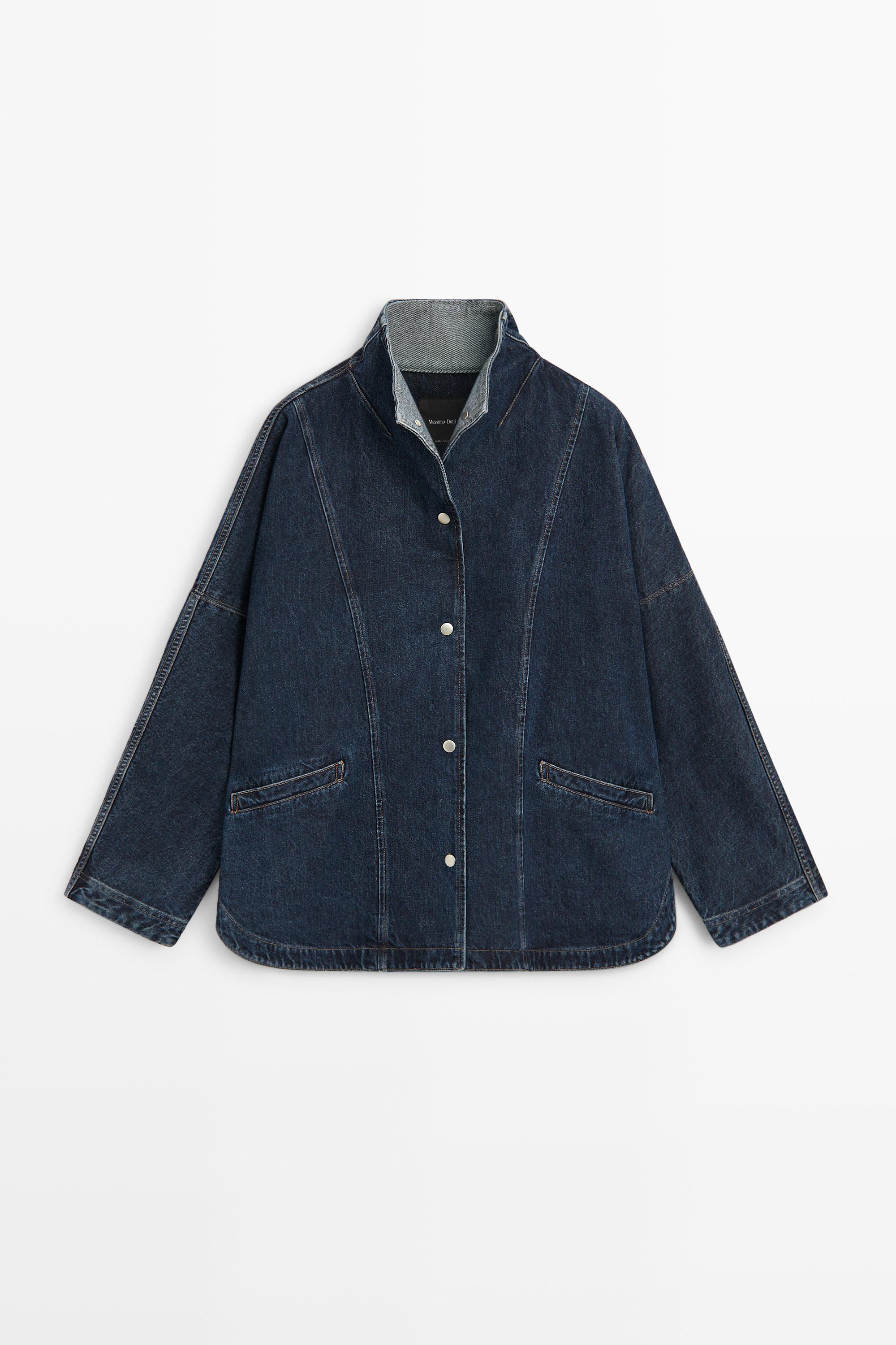 100% cotton high neck denim jacket
