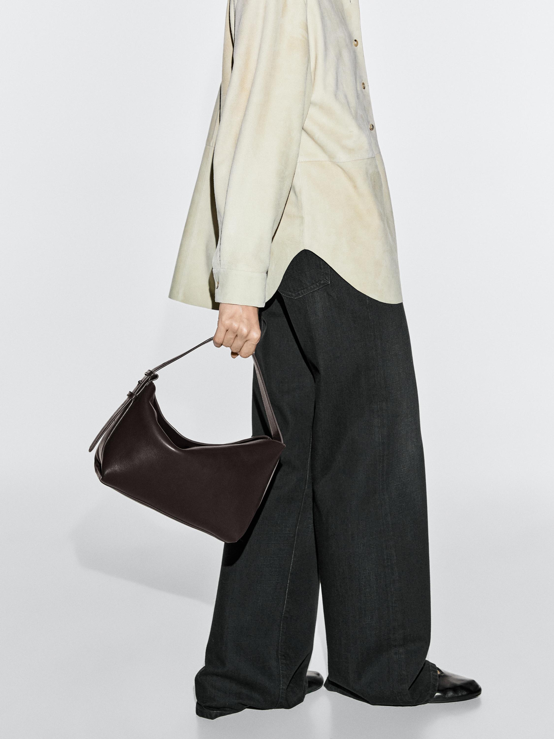 Small nappa leather shoulder bag — BROWN
