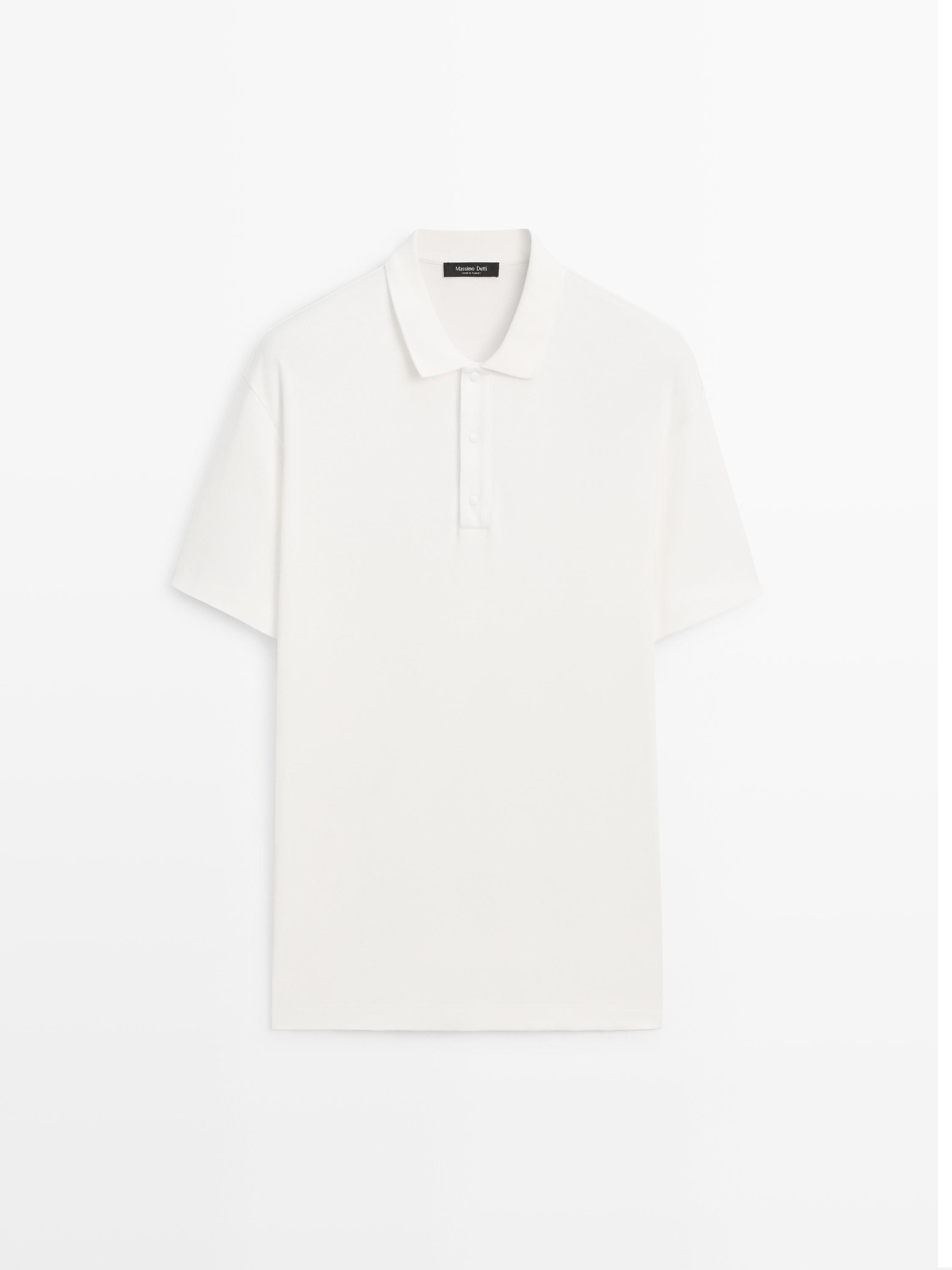 Short sleeve cotton polo shirt — Light Beige