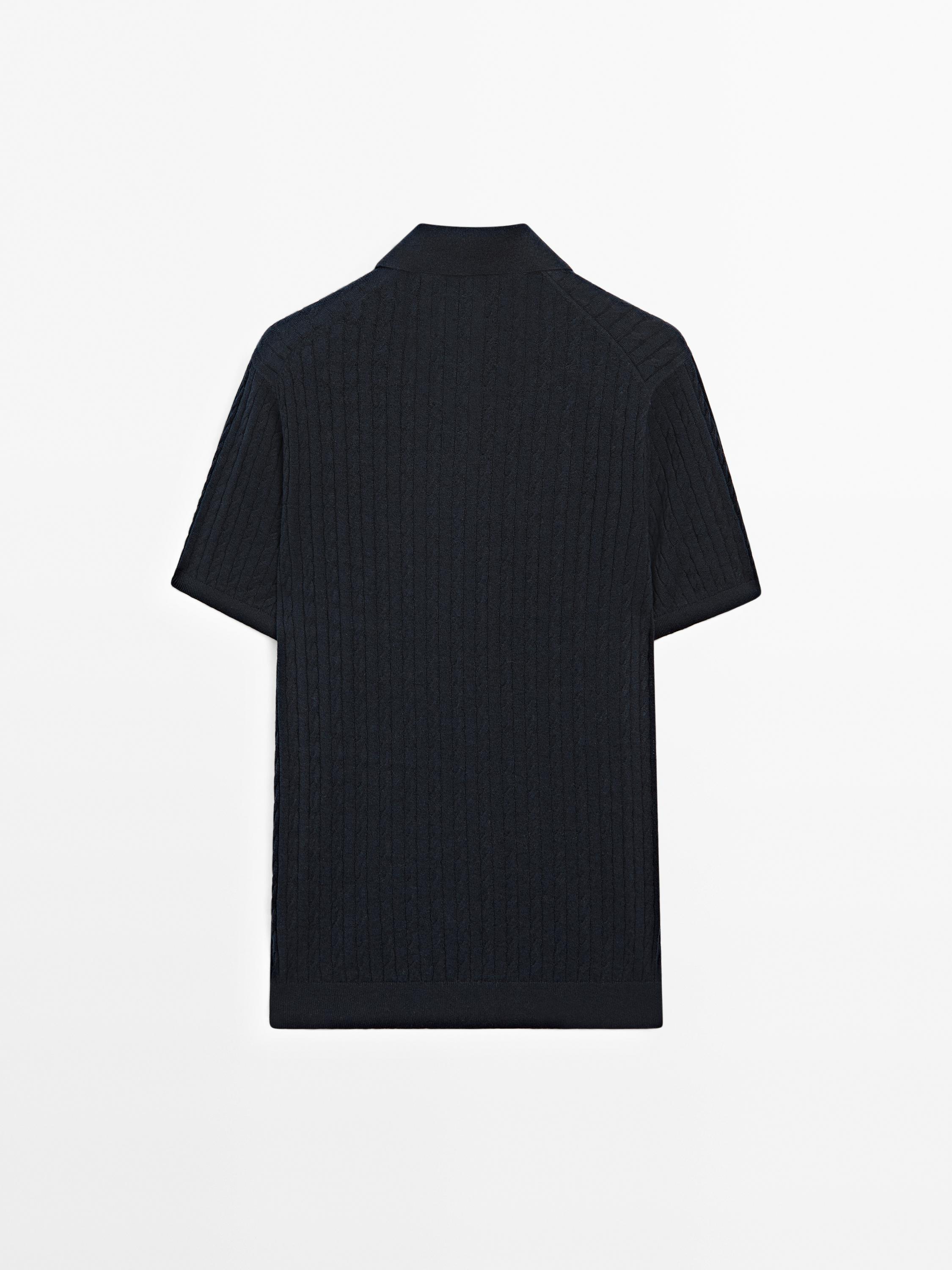 Polo in maglia intrecciata