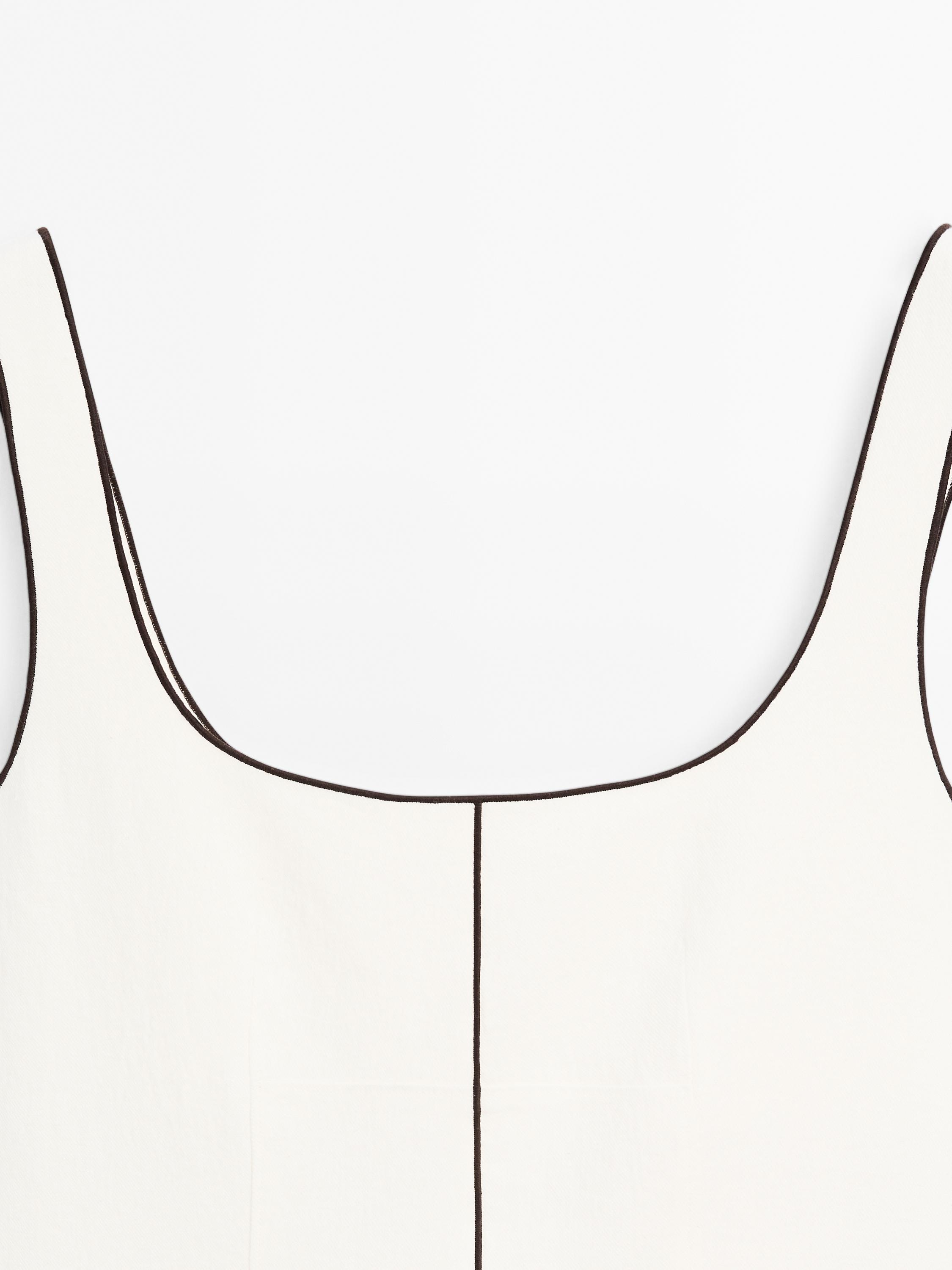 Linen mini dress with contrast trims