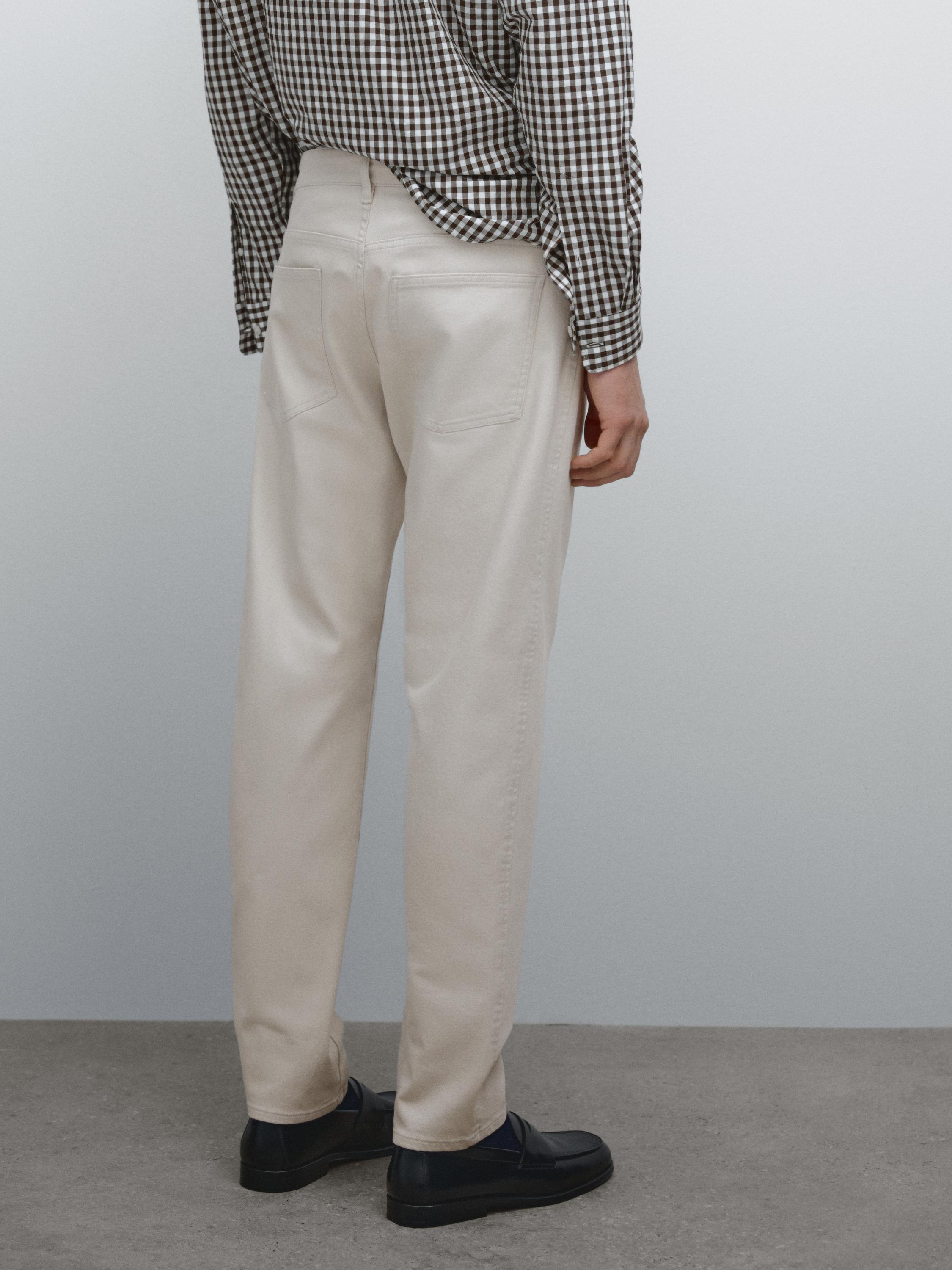 Cotton blend slim fit denim trousers